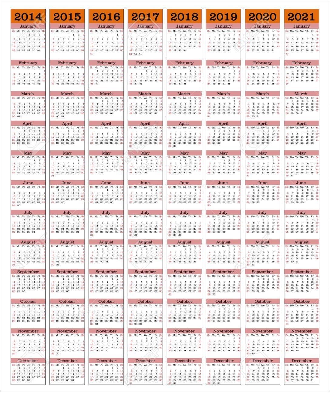 2014-2021 Calendar