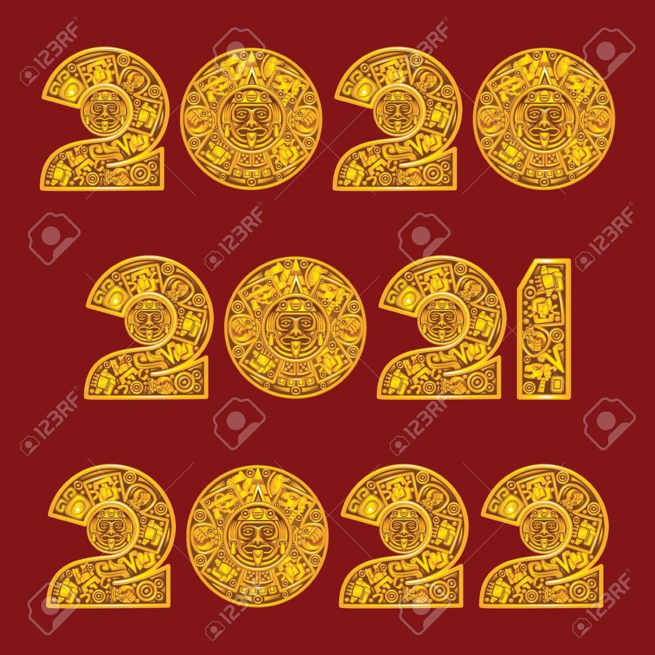 2020, 2021 And 2022 In The Style Of The Mayan Calendar