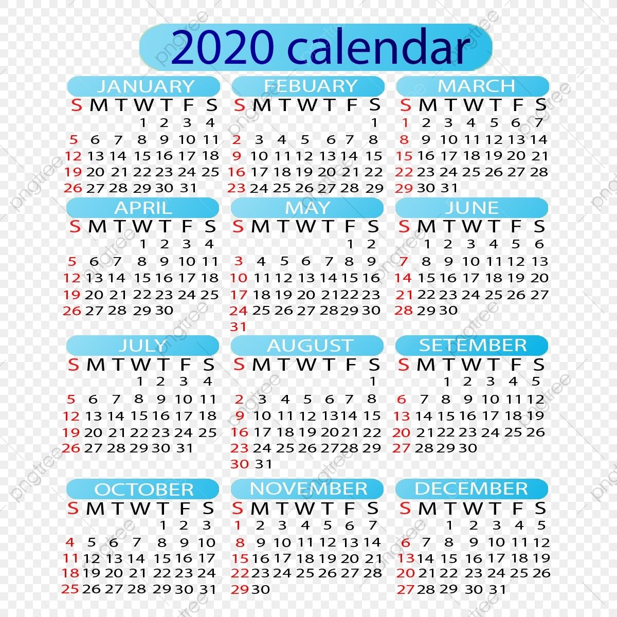 2020 Calendar Png Images | Vector And Psd Files | Free