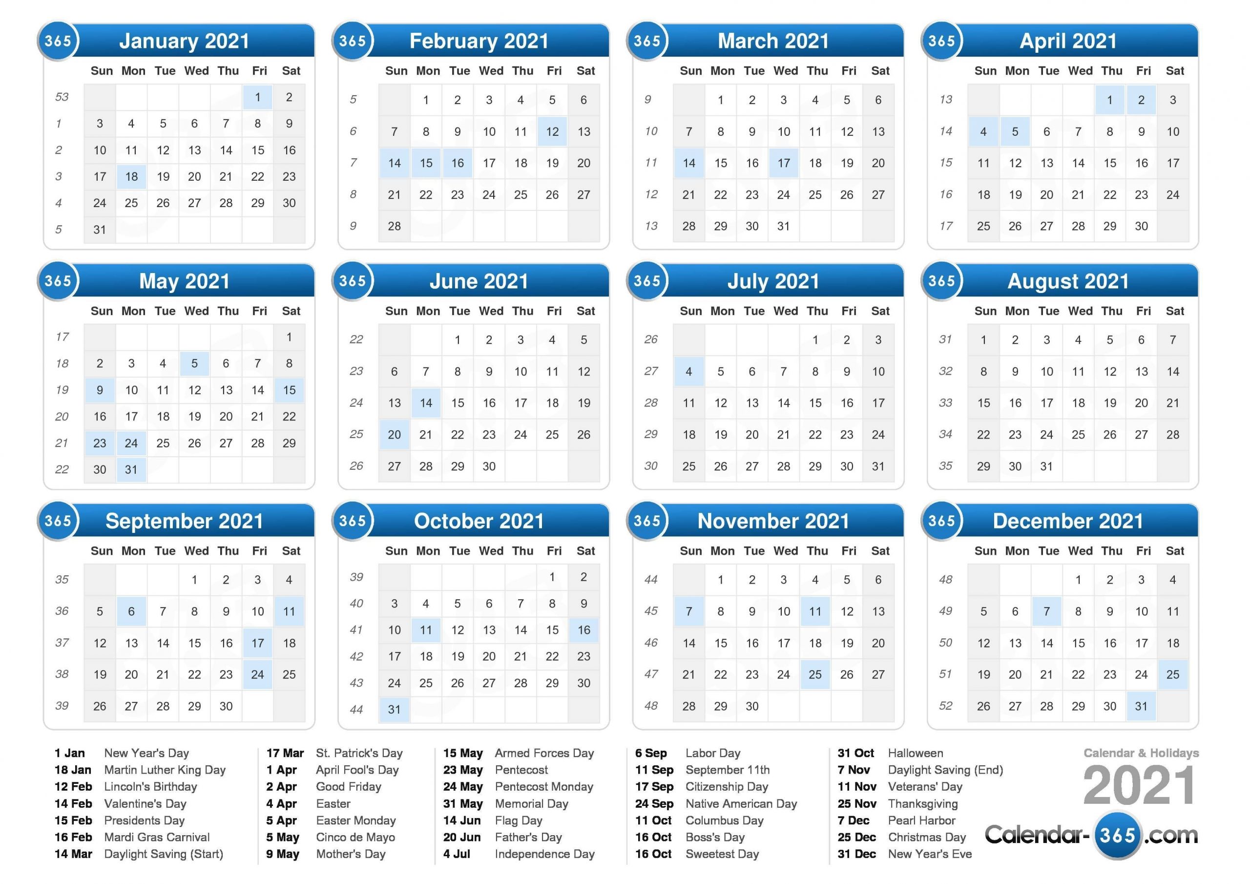 How to 2021 Calendar With Day Count