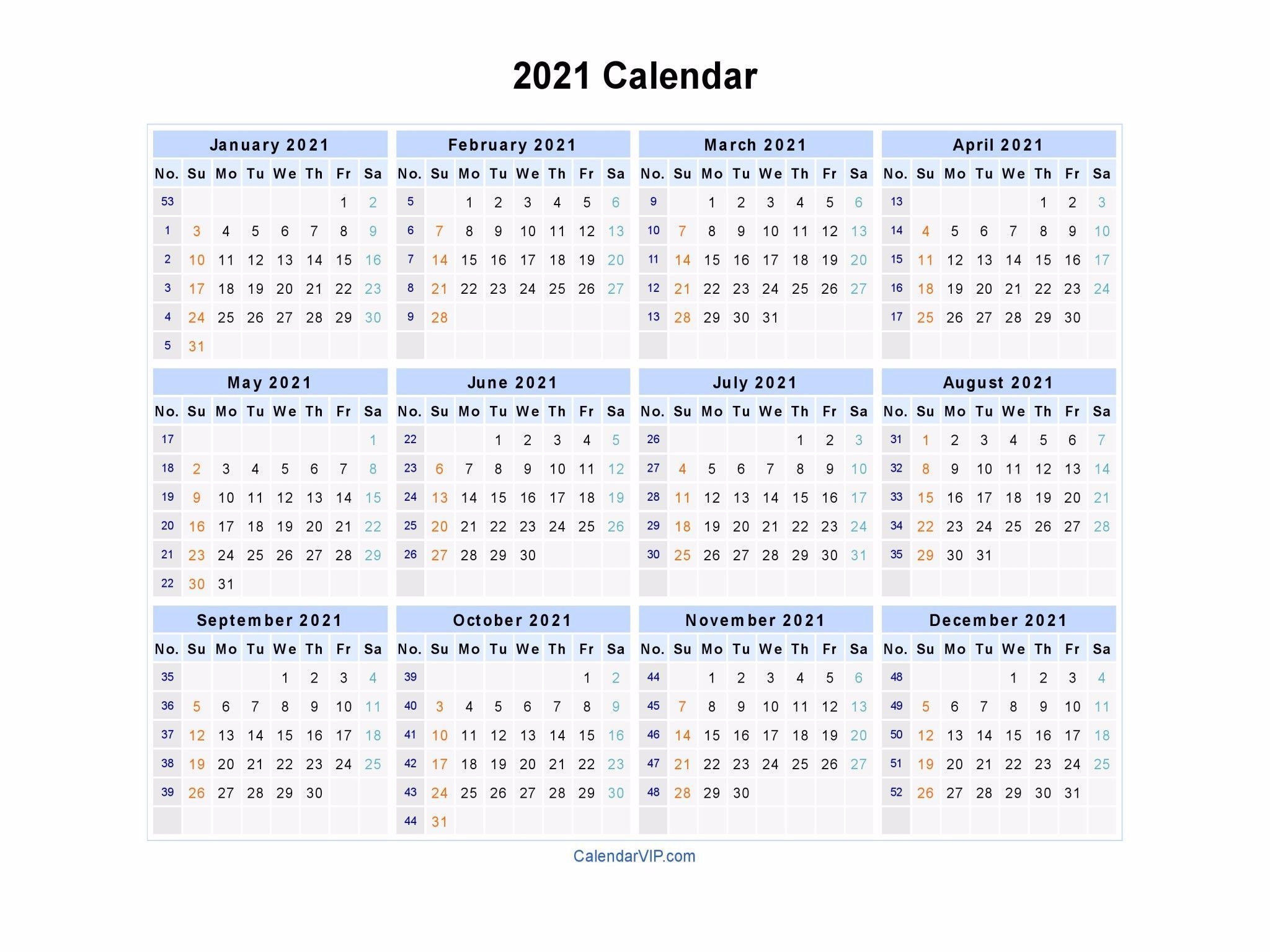 2021 Calendar Blank Printable Calendar Template In Pdf 2021