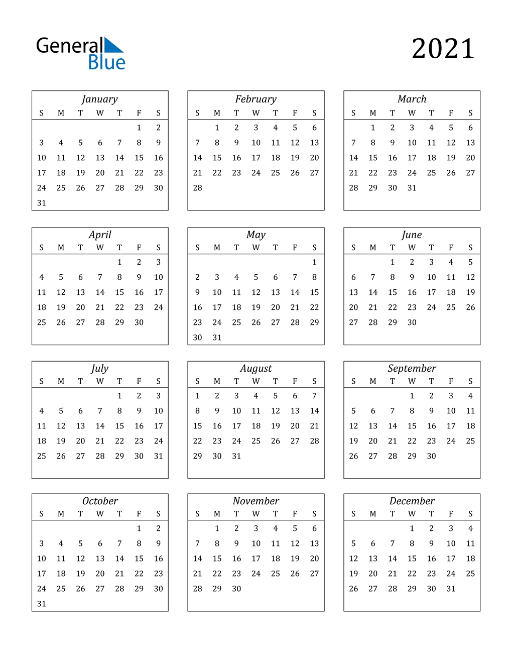 2021 Calendar (Pdf, Word, Excel)