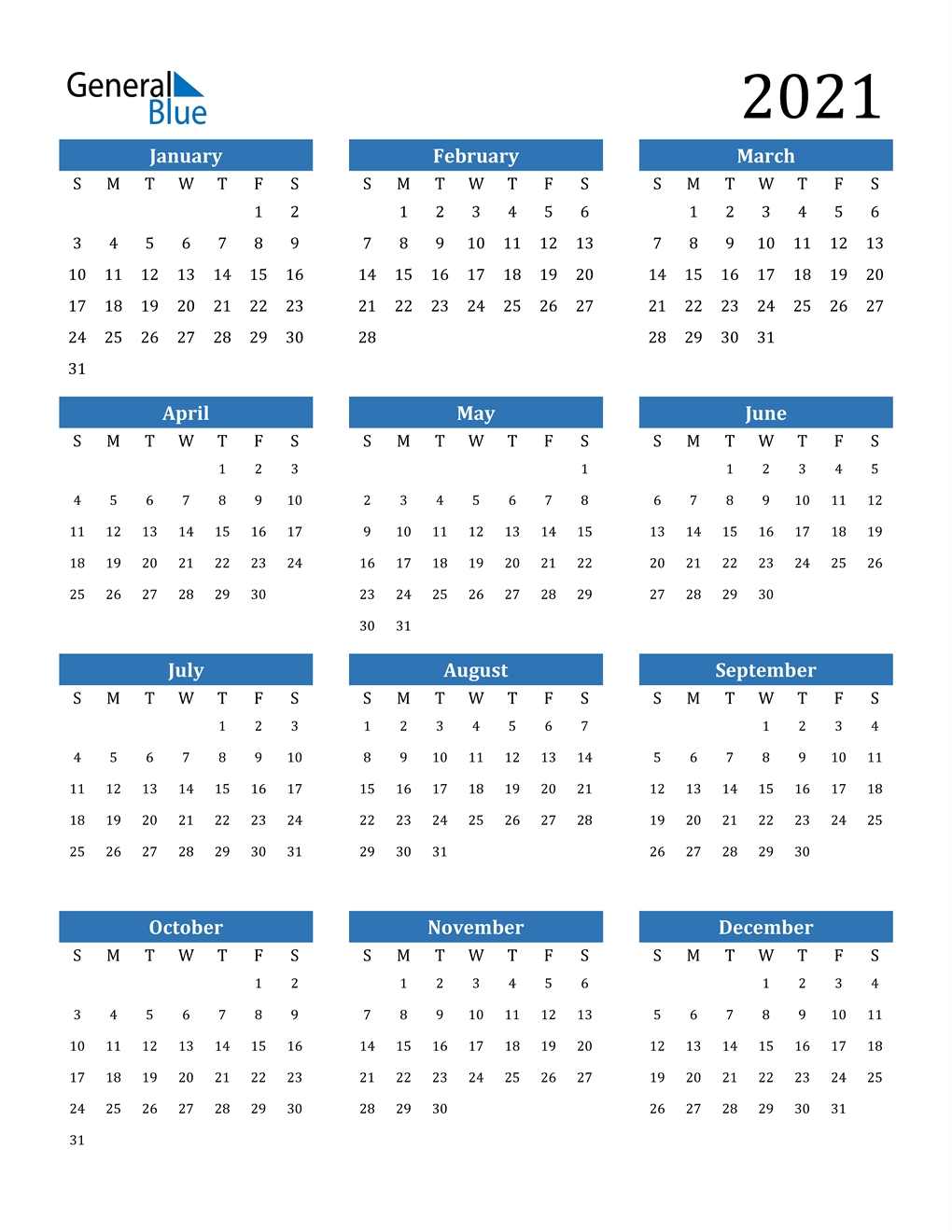 2021 Calendar (Pdf, Word, Excel)