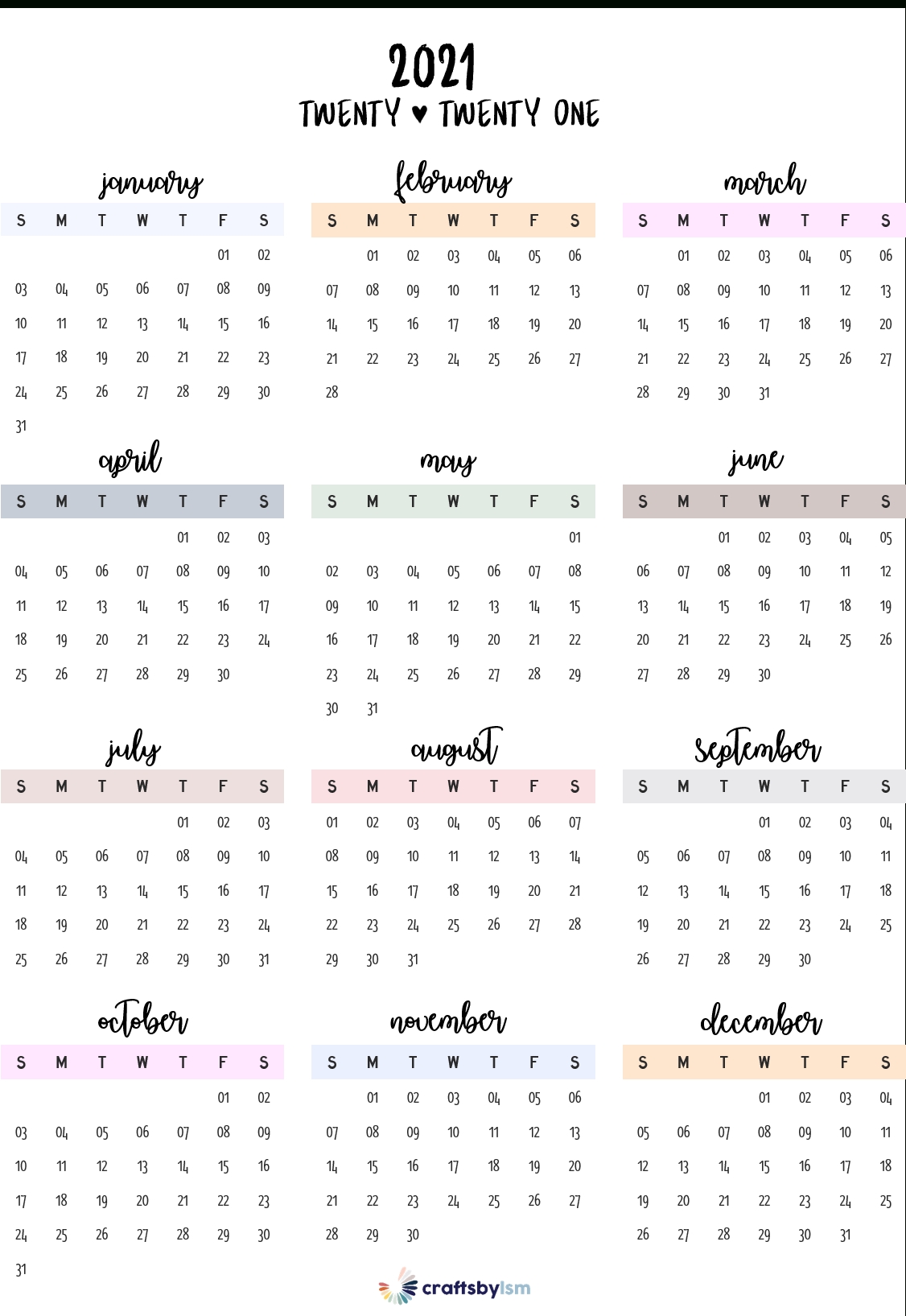 2021 Calendar Printable Free In 2020 | Calendar Printables