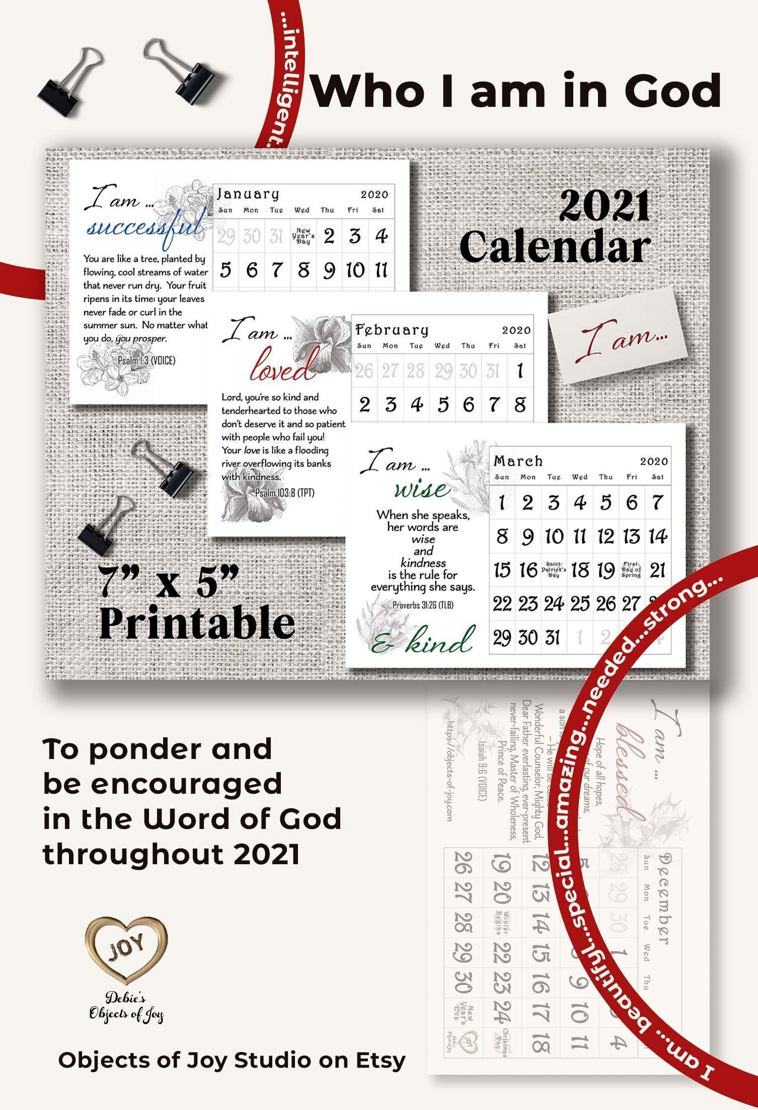 2021 Desk Calendar Printable Biblical Encouragement | Etsy