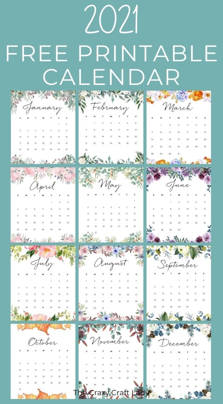 2021 Free Printable Floral Wall Calendar In 2020 | Monthly