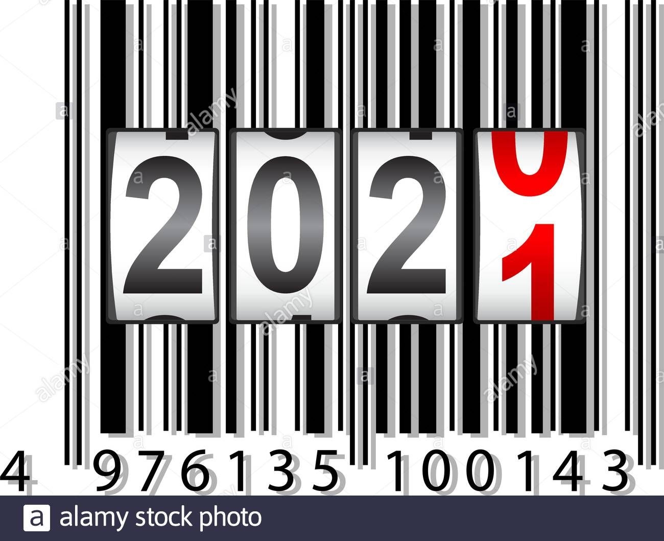 2021 New Year Counter, Barcode Calendar Illustration Stock