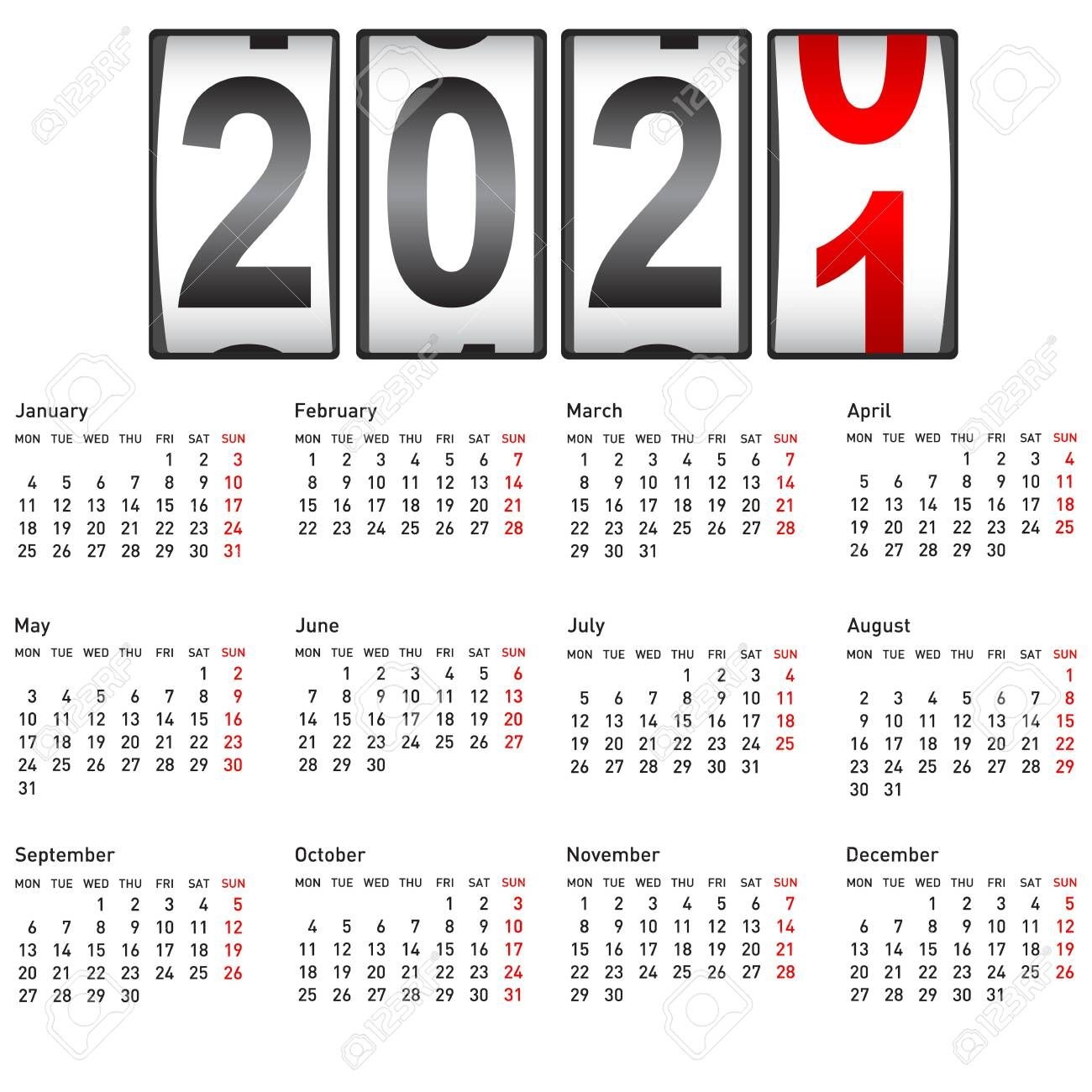 2021 New Year Counter, Change Calendar Illustration.