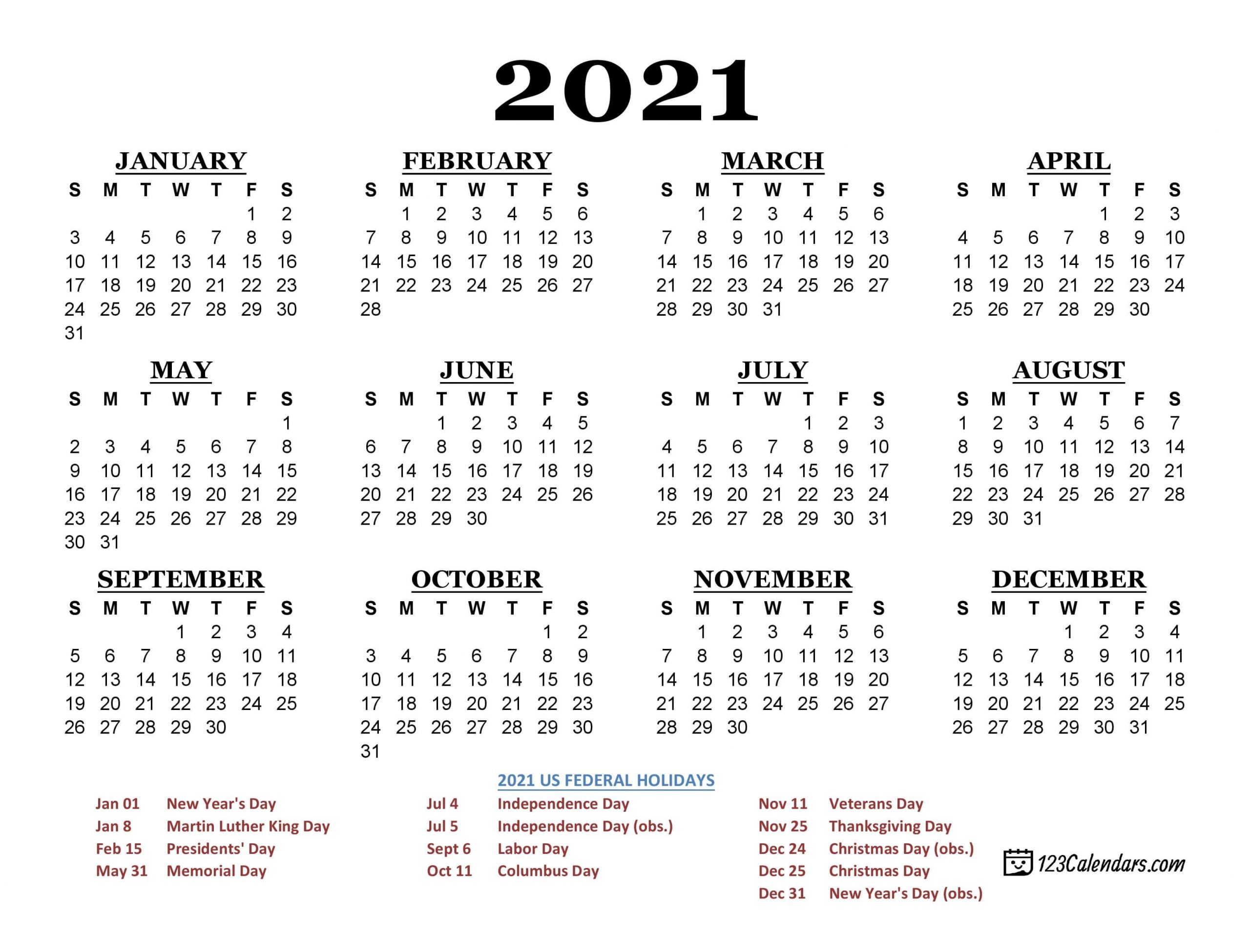 The Wallet Size 2021 Calendar Printable - Get Your Calendar Printable