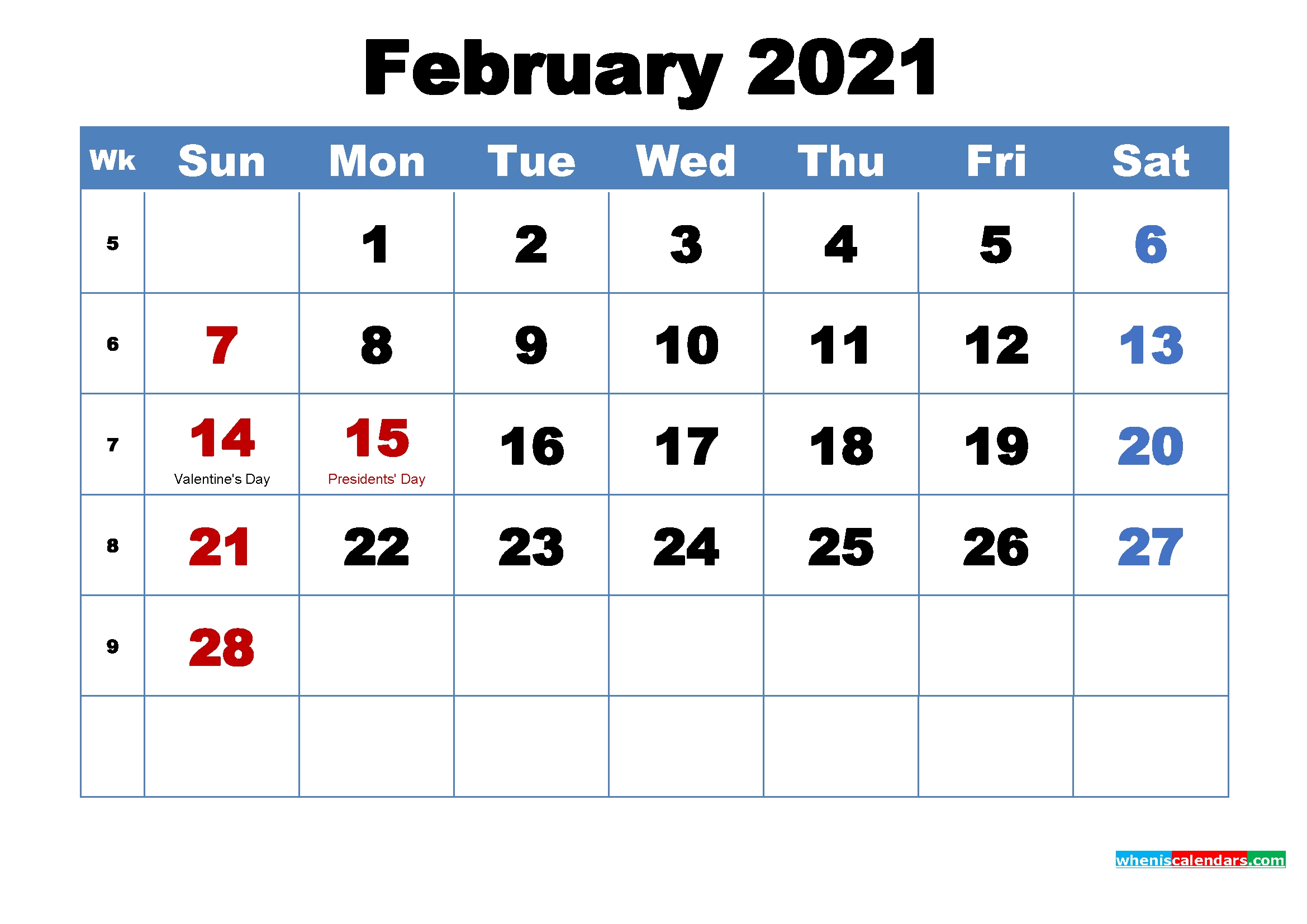 30 Free February 2021 Calendars For Home Or Office - Onedesblog