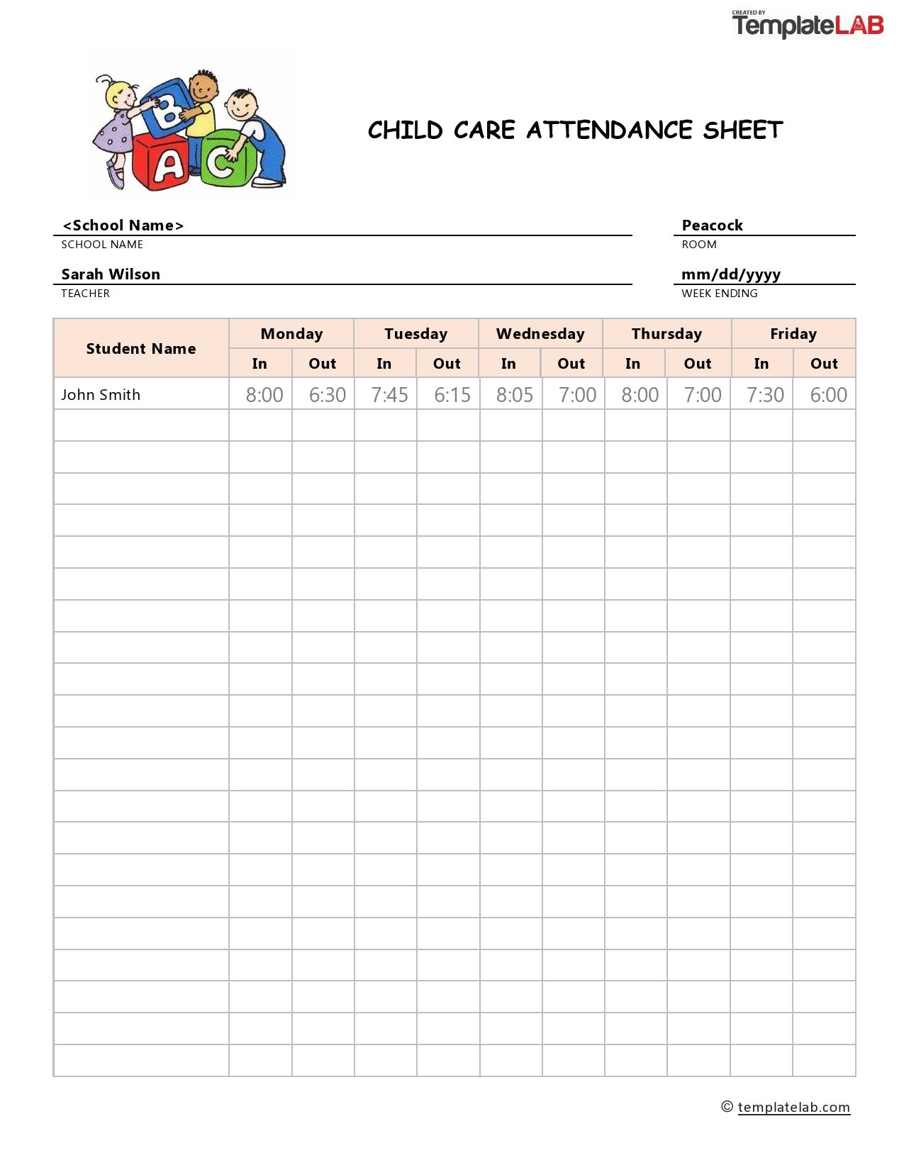 43 Free Printable Attendance Sheet Templates - Templatelab