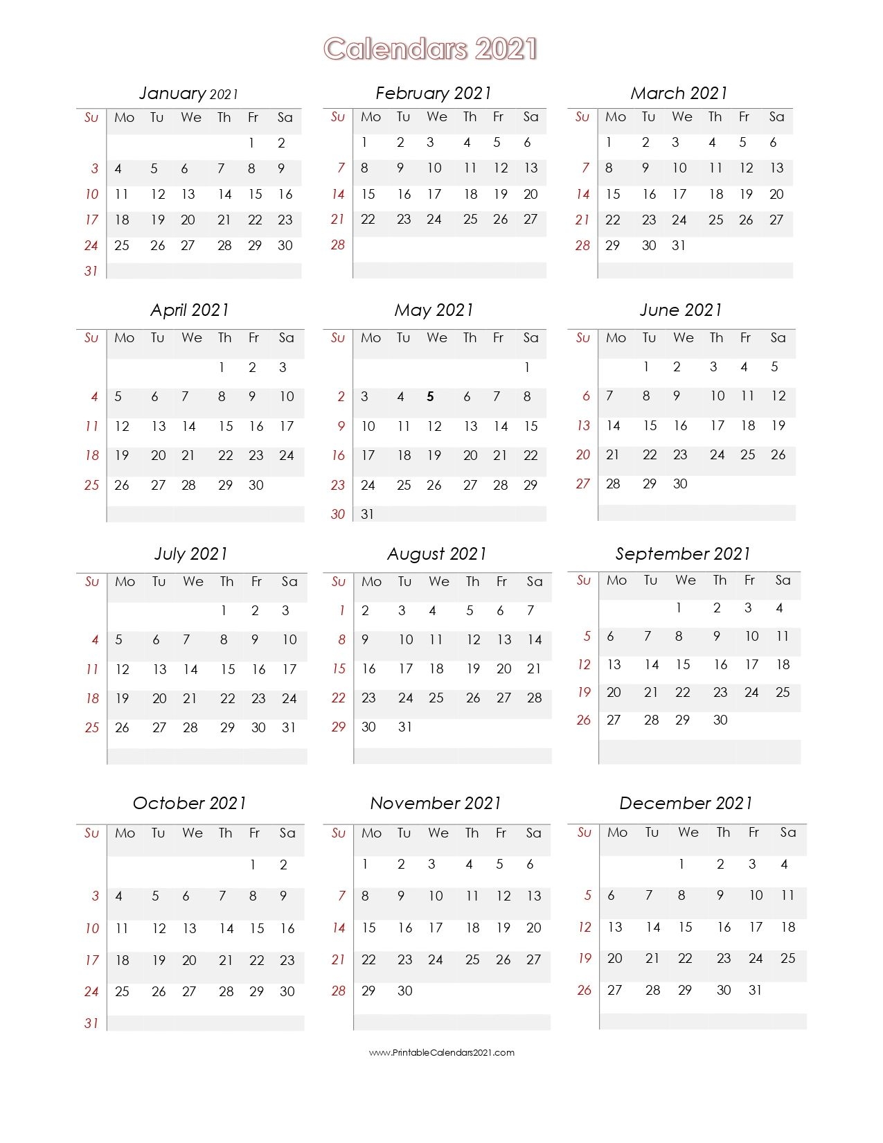 56+ Printable Calendar 2021 One Page, Us 2021 Calendar