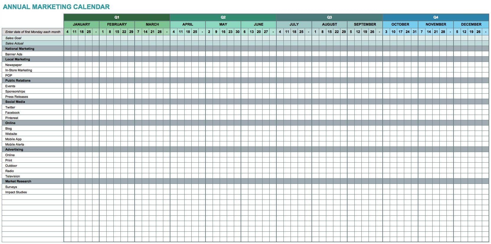 7 Free Excel Templates For Marketers - Entreresource