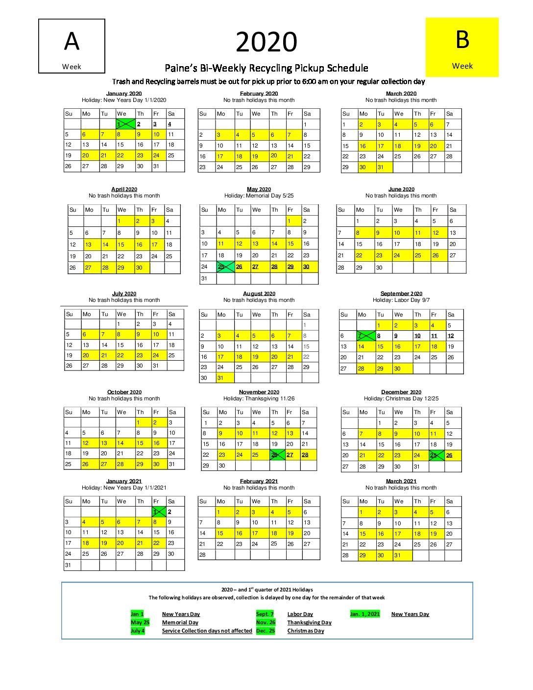 A-B-Schedule-2020-2021 – Paine&#039;S Inc. Recycling &amp; Rubbish