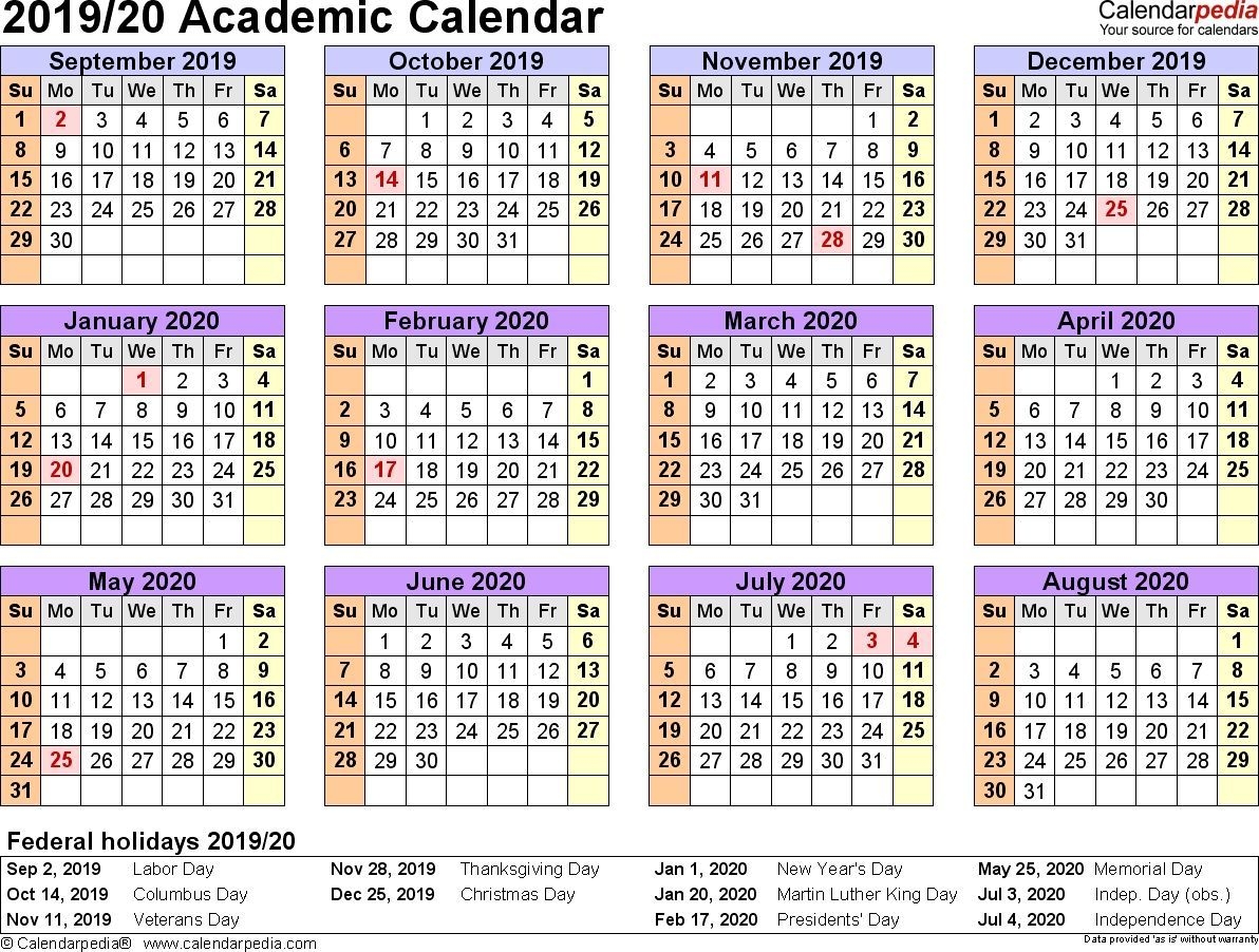 Academic Calendars 2019/2020 - Free Printable Word Templates