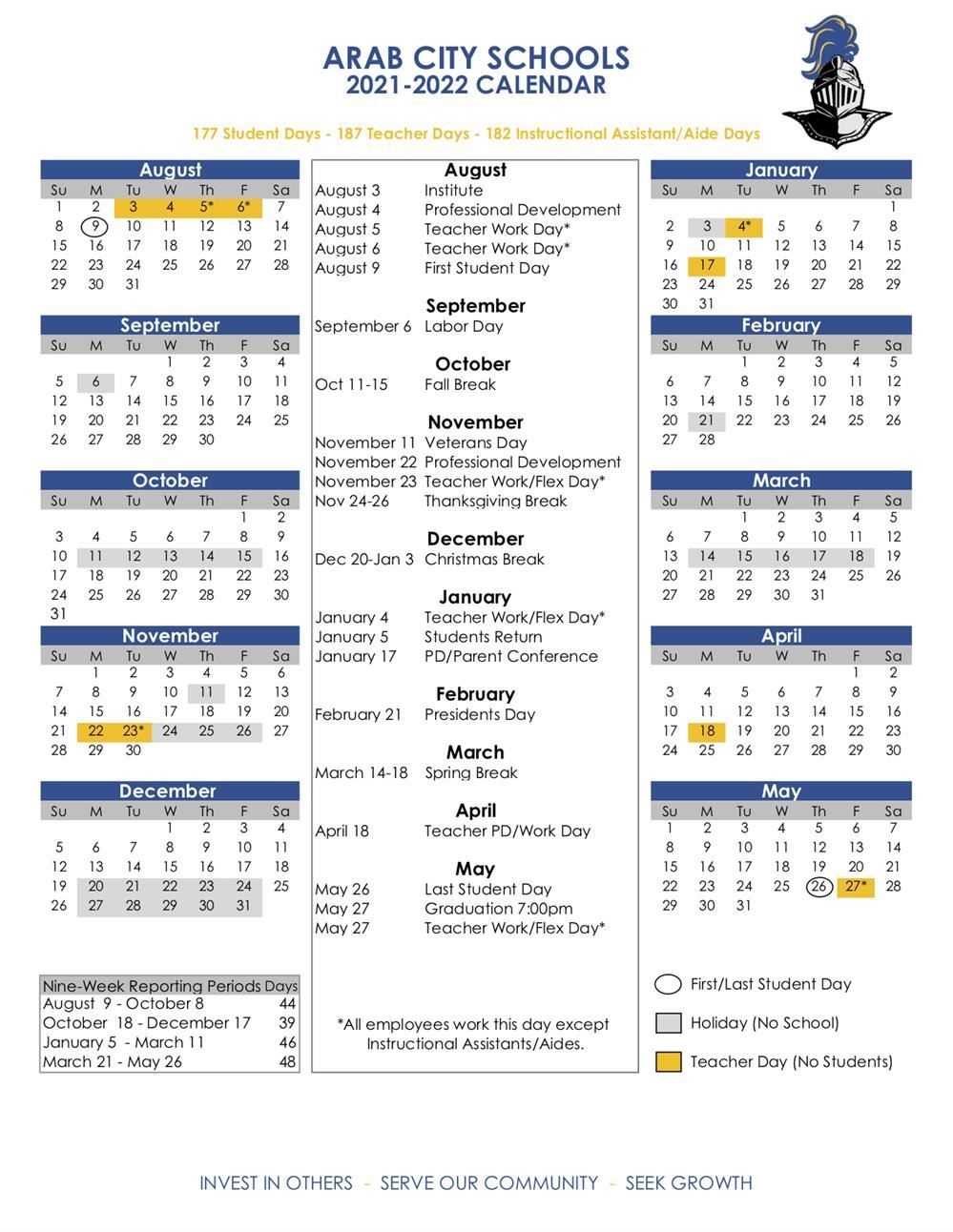 Academic Calendars / 2021-22 Acs Calendar