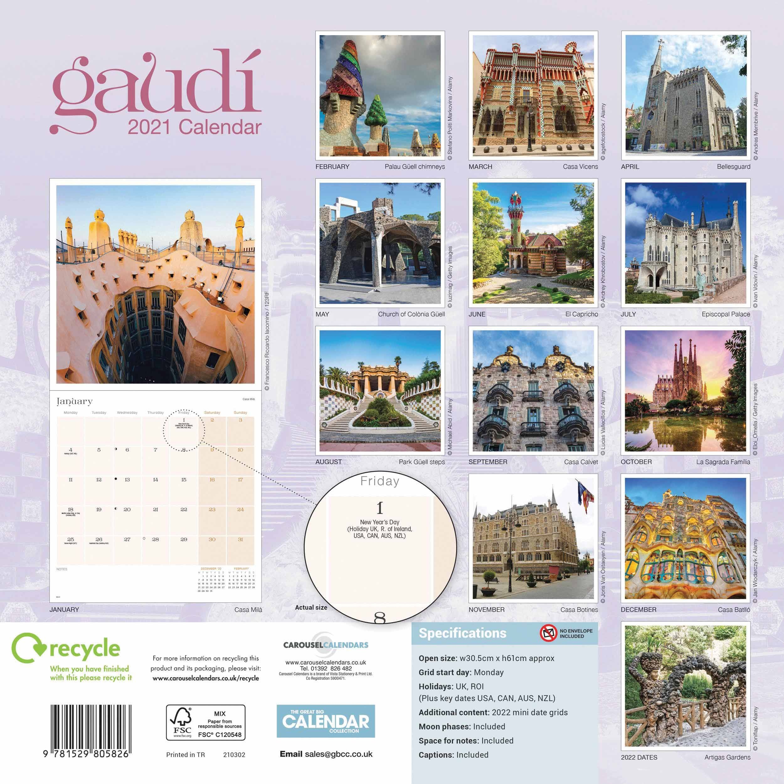 Antoni Gaudi Wall Calendar 2021 – Calendar And Diary