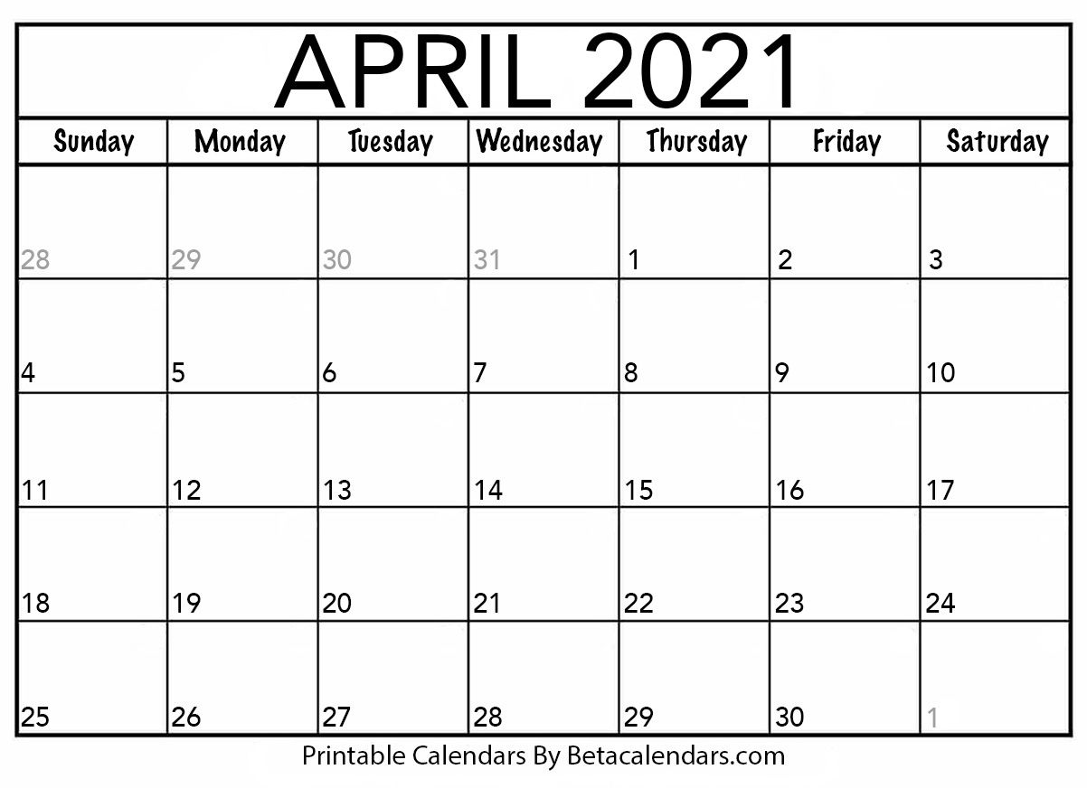 April 2021 Calendar | Blank Printable Monthly Calendars