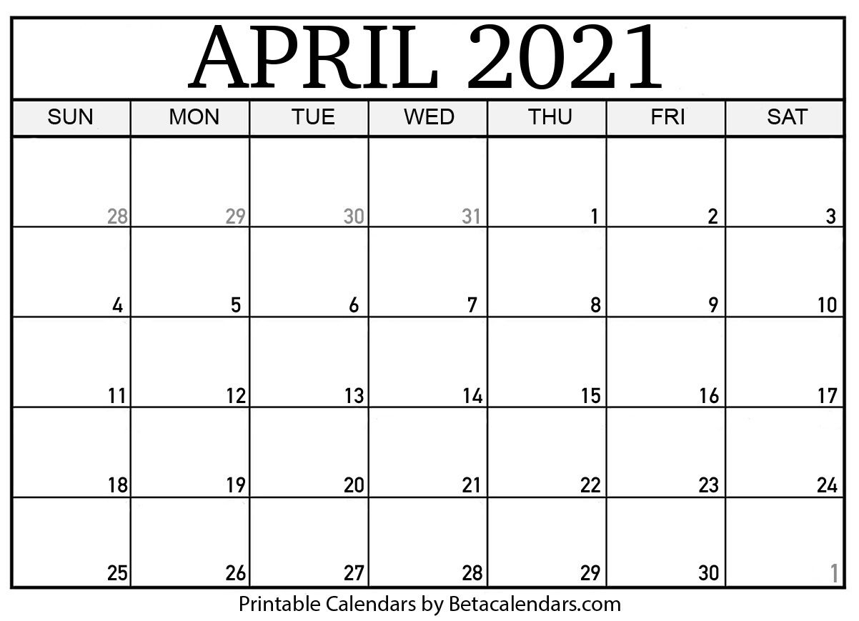 April 2021 Calendar | Blank Printable Monthly Calendars