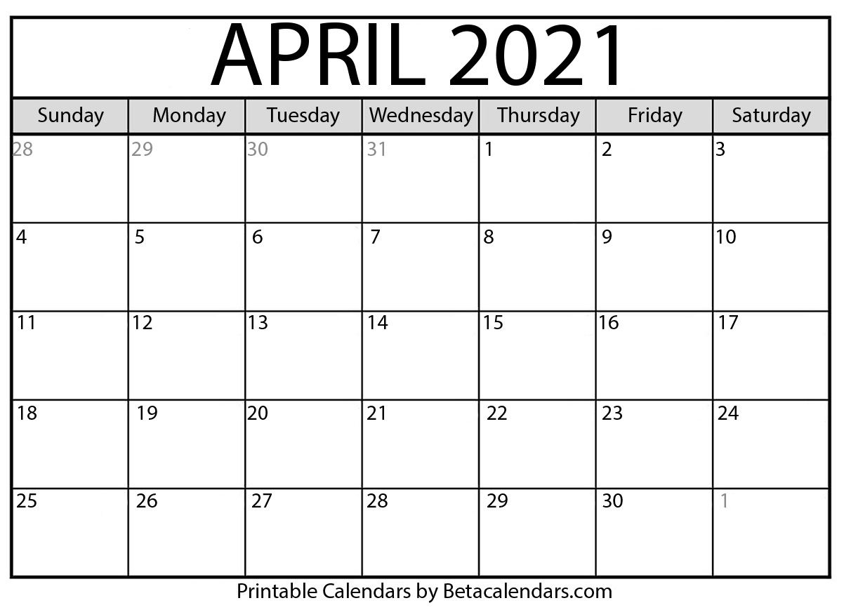 April 2021 Calendar | Blank Printable Monthly Calendars