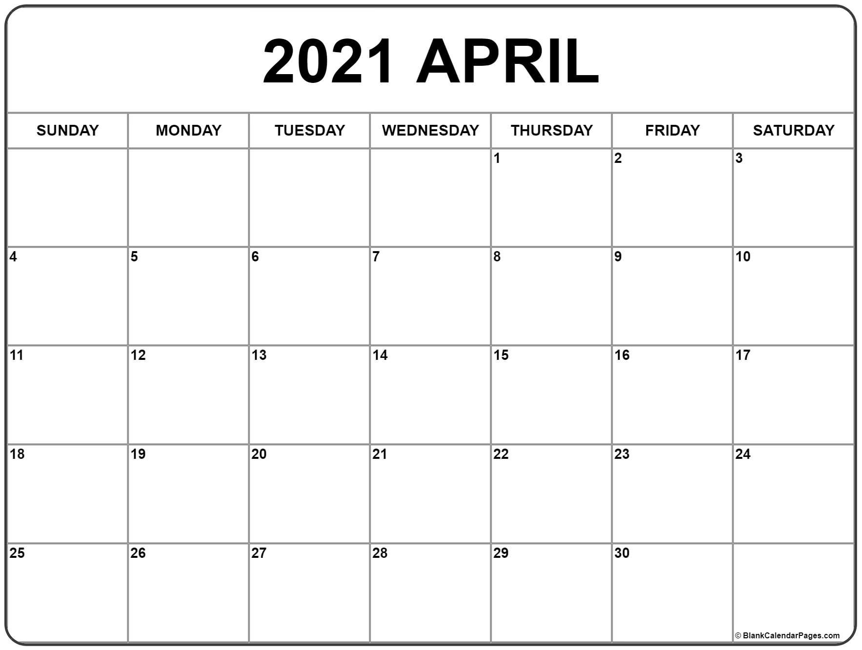 Free Blank April Map 2021 Iwith Lines