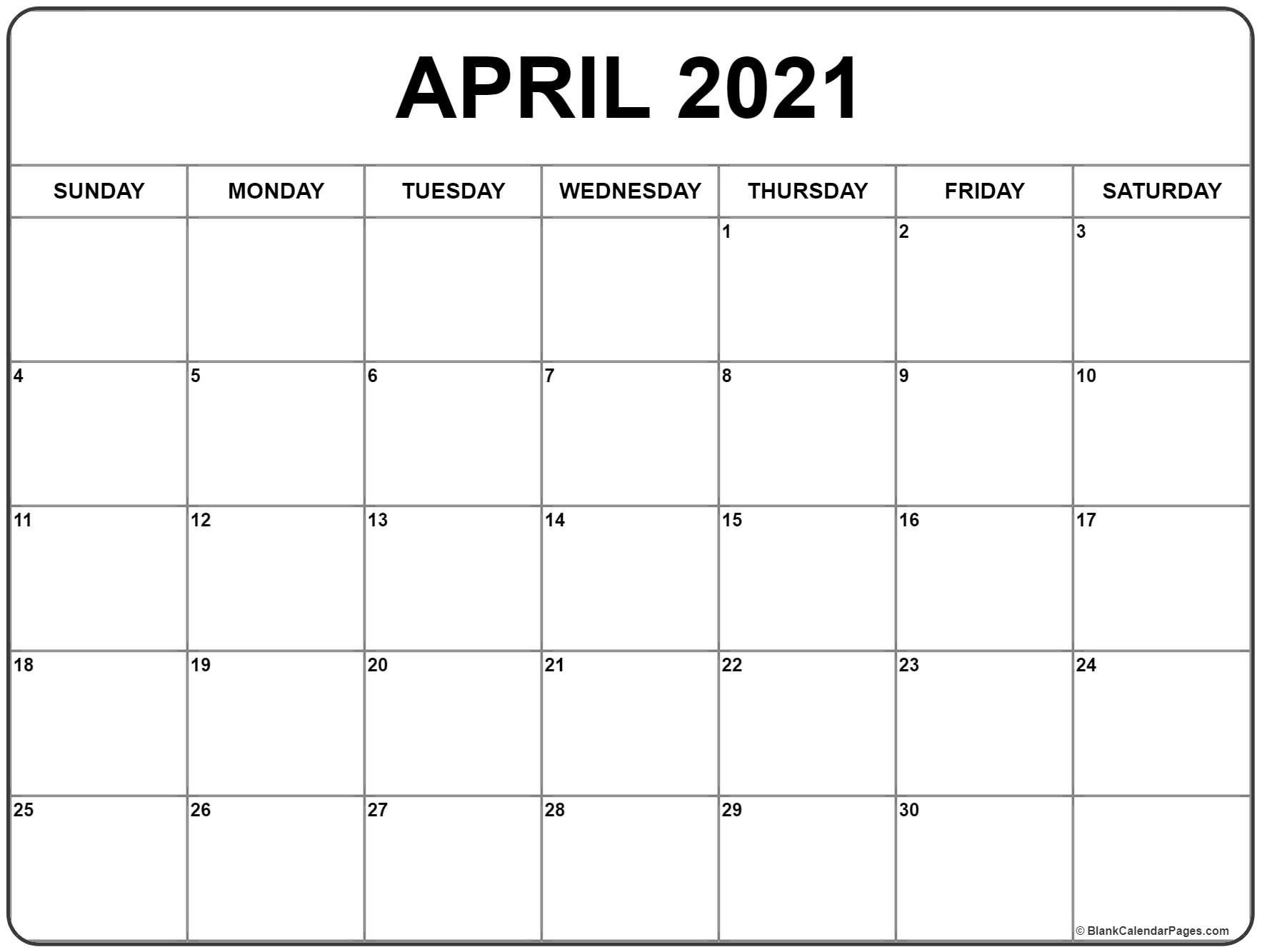 April 2021 Calendar | Free Printable Monthly Calendars