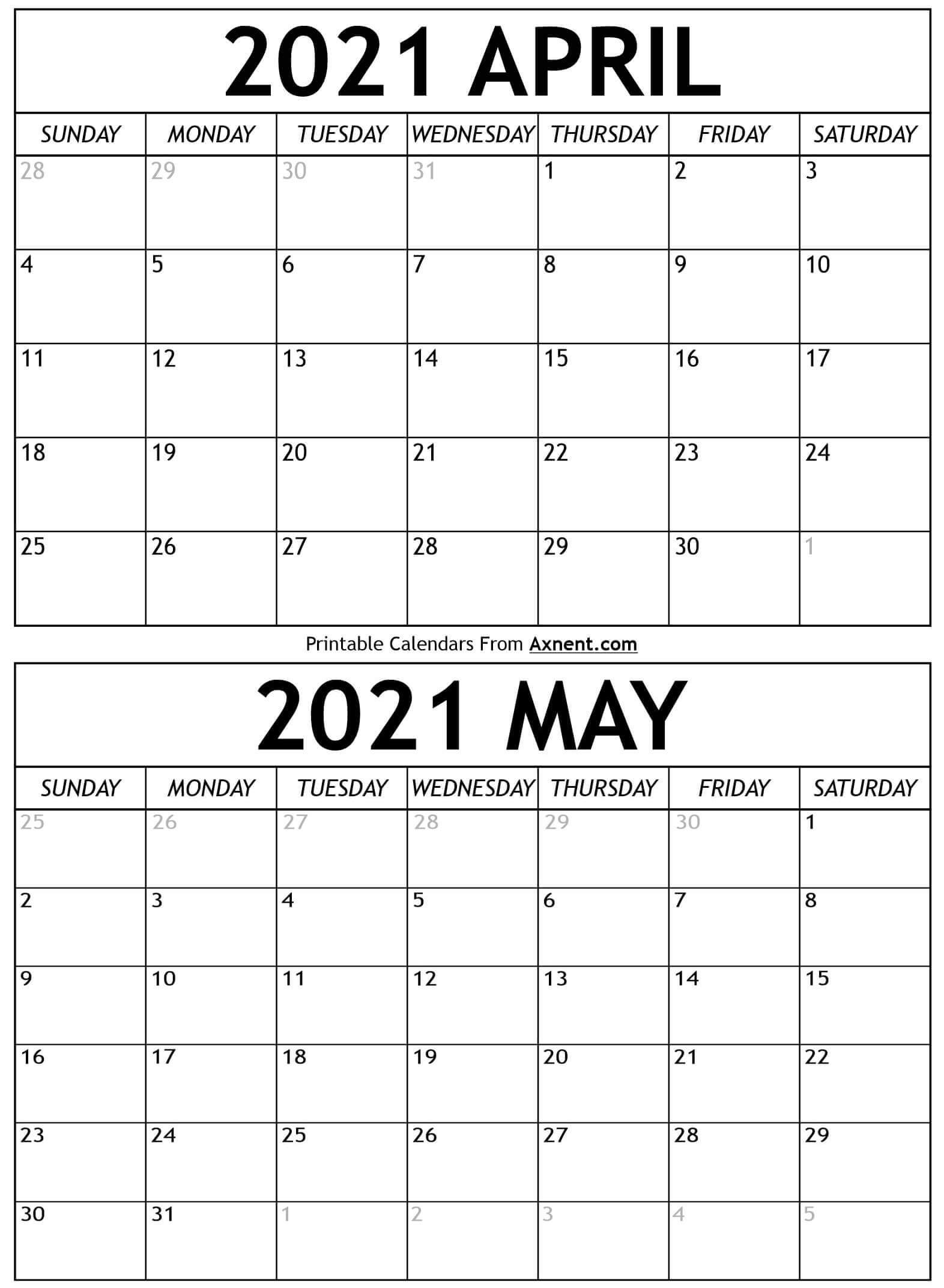 April May 2021 Calendar Templates - Time Management Tools