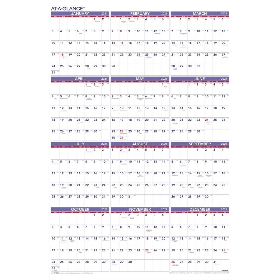 At-A-Glance Yearly Wall Calendar - Julian Dates - Yearly - 1