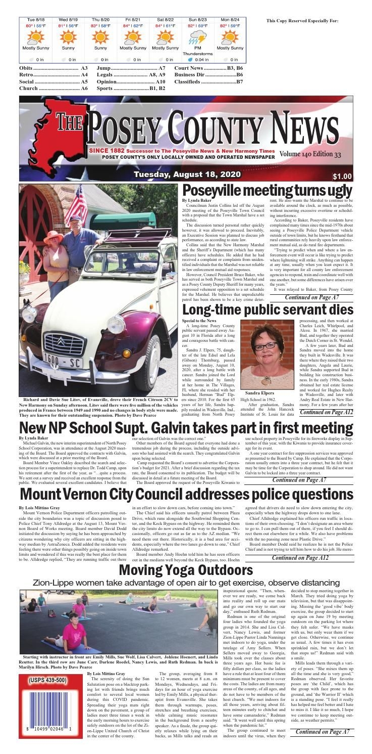 August 18, 2020 - The Posey County News By The Posey County