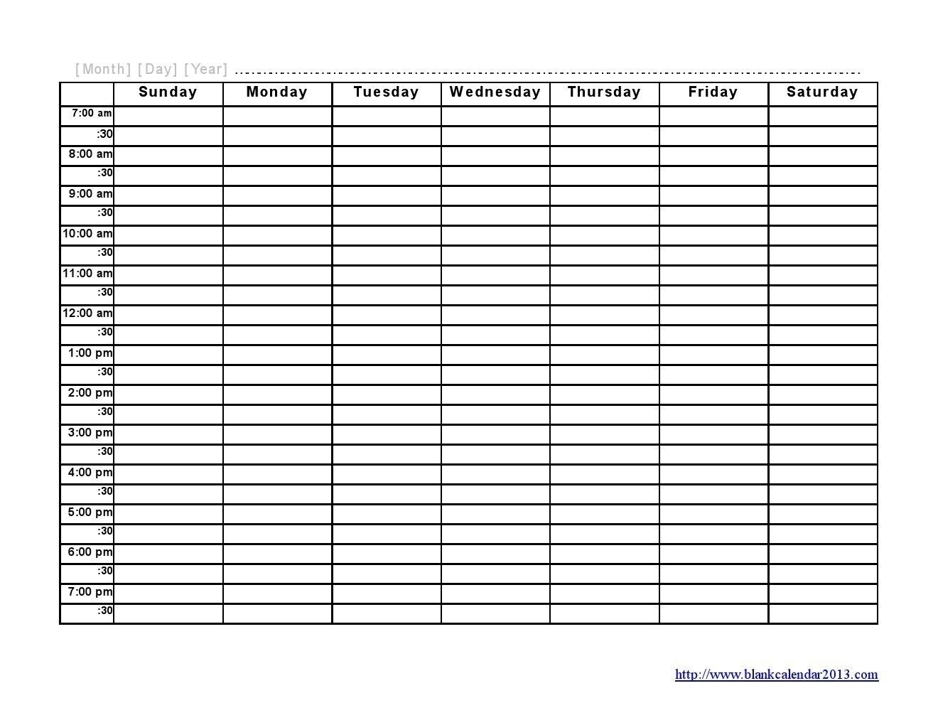 Blank Weekly Schedule Shefftunestk Weekly Calendar With Time