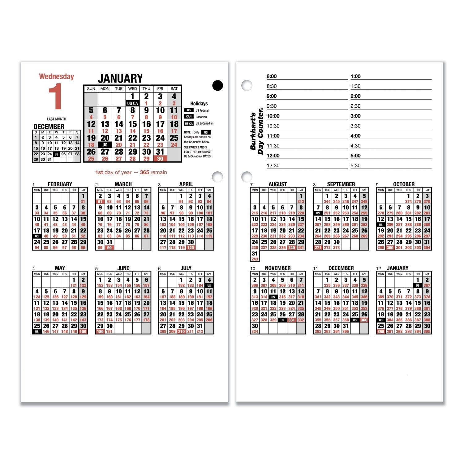 Burkhart&#039;S Day Counter Desk Calendar Refill, 4.5 X 7.38, White, 2021