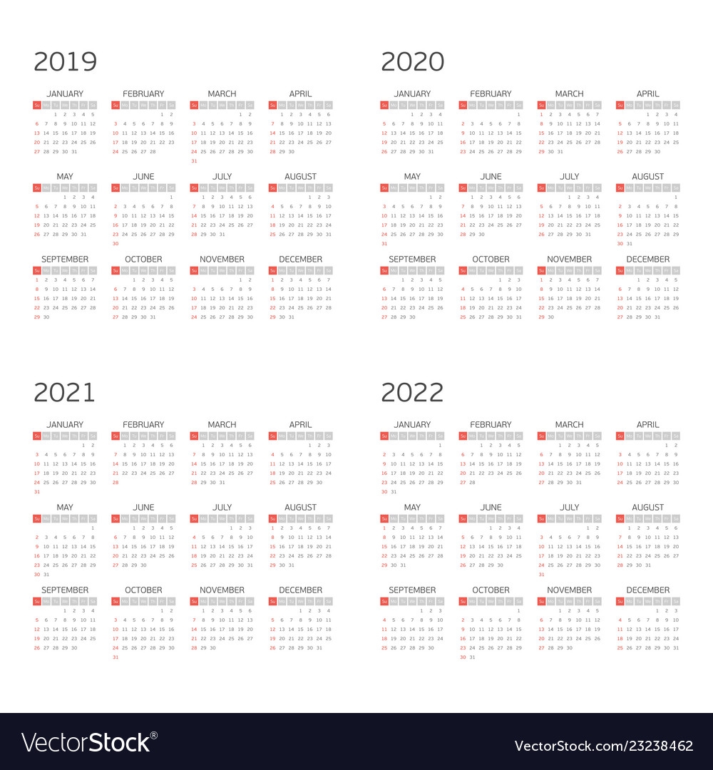 Calendar 2020 To 2022 | Calendar Template Printable | Vector