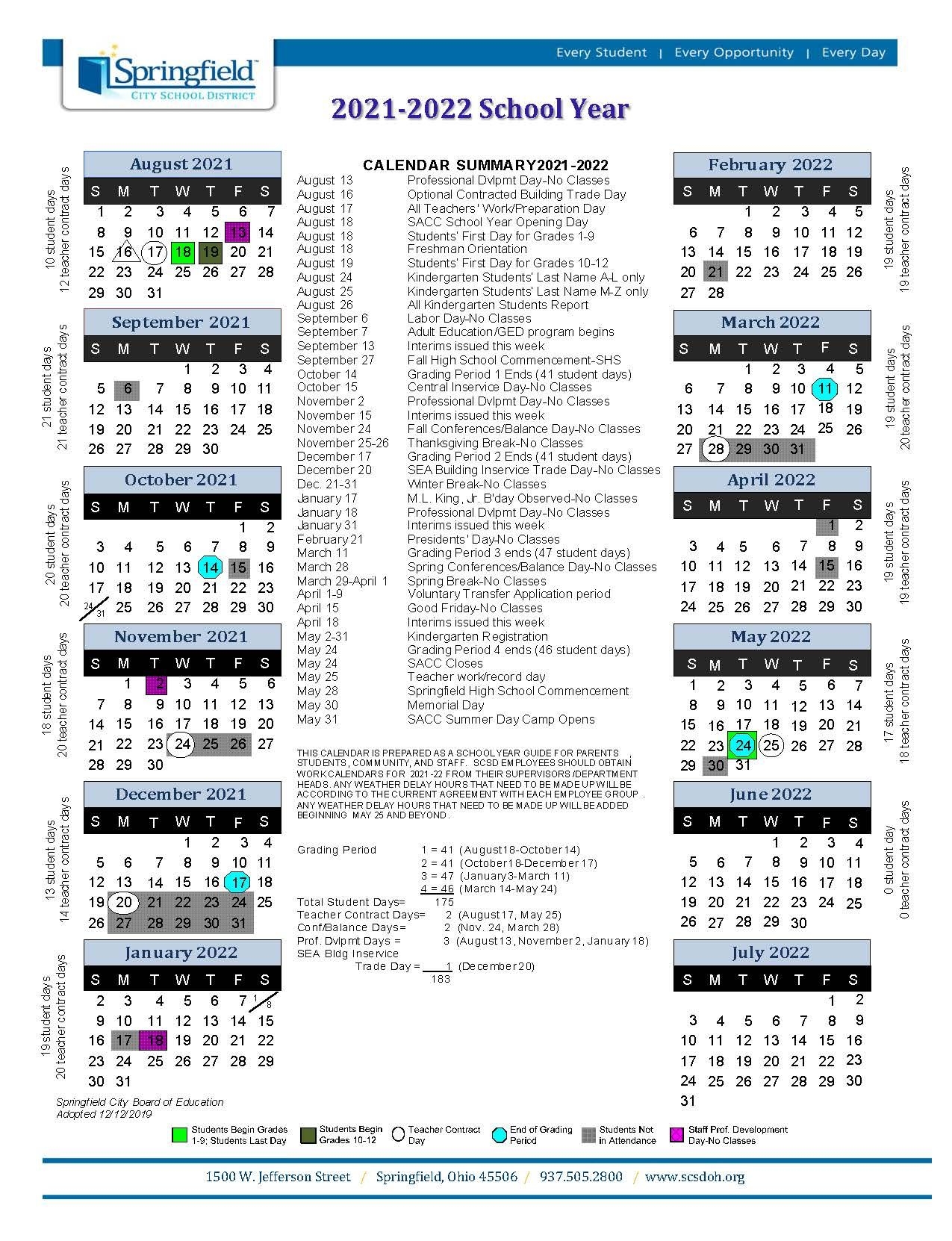 Calendar / 2021-2022 School Calendar
