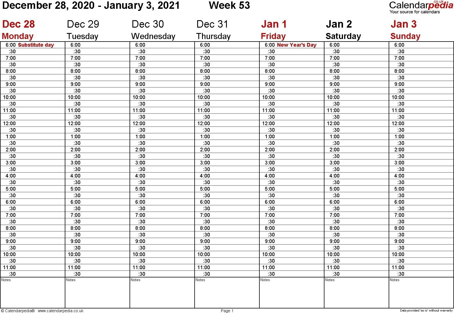 Calendar 2021 Free Template Weekly For Saving The Time