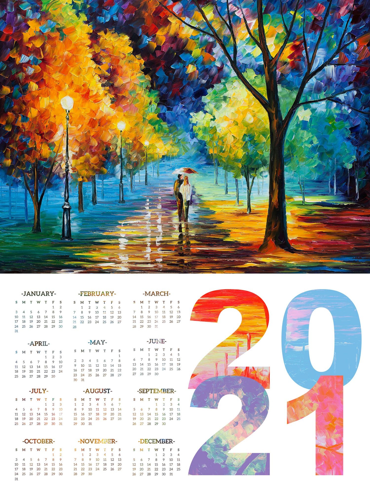 Calendar 2021 - Print On High Quality Artistic Canvas