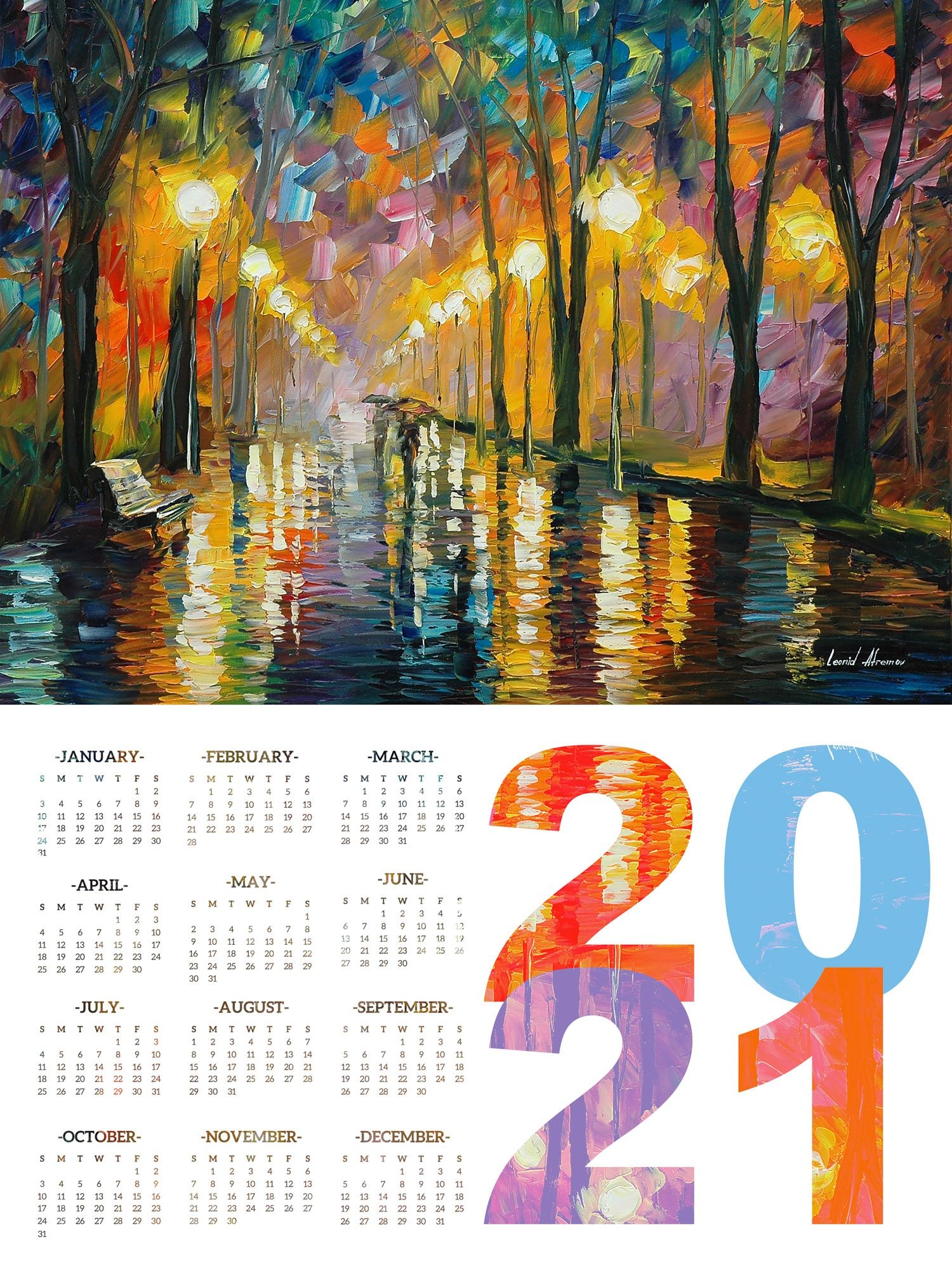 Calendar 2021 - Print On High Quality Artistic Canvas