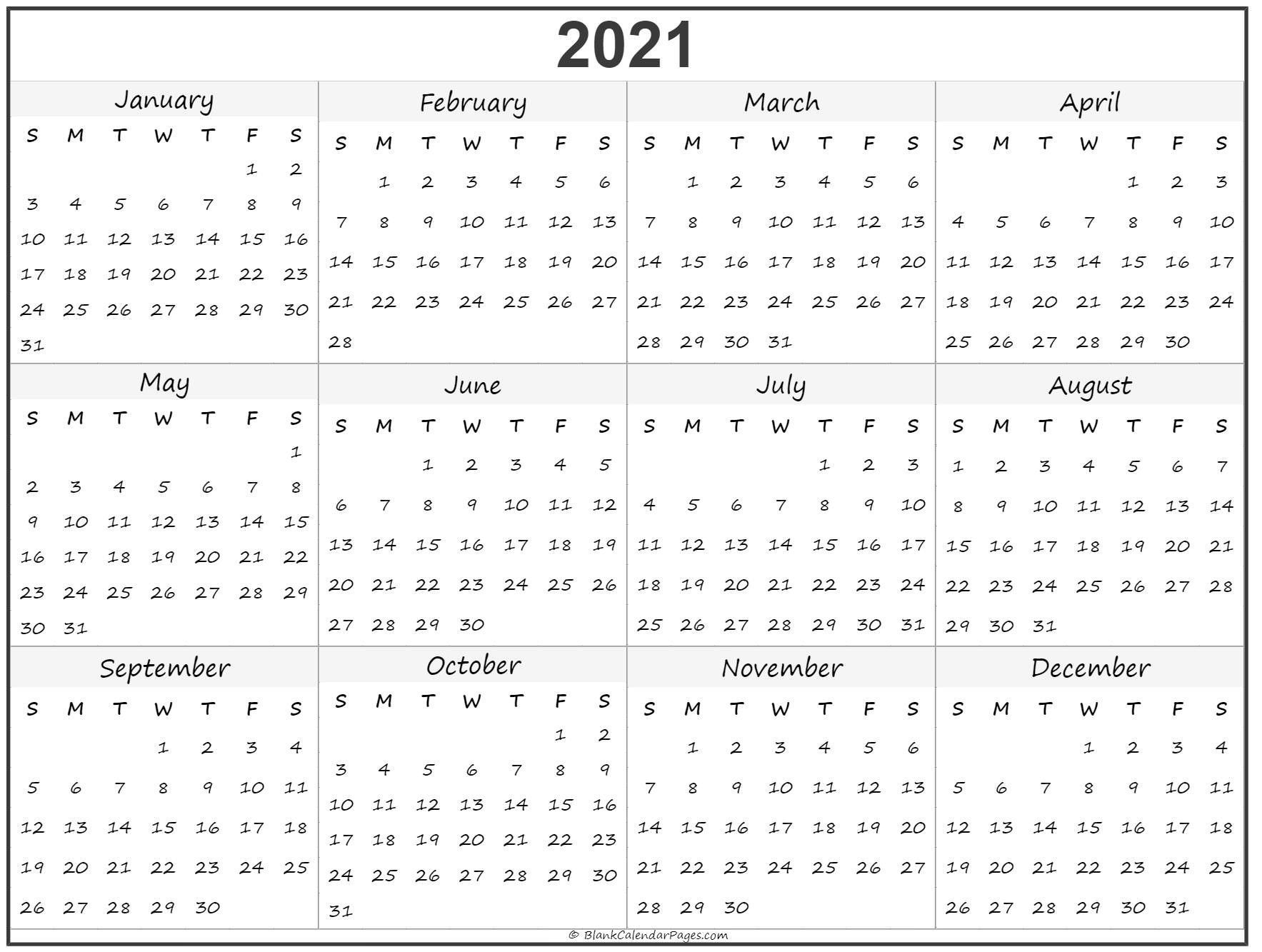 Universal All Month 2021 Calendar