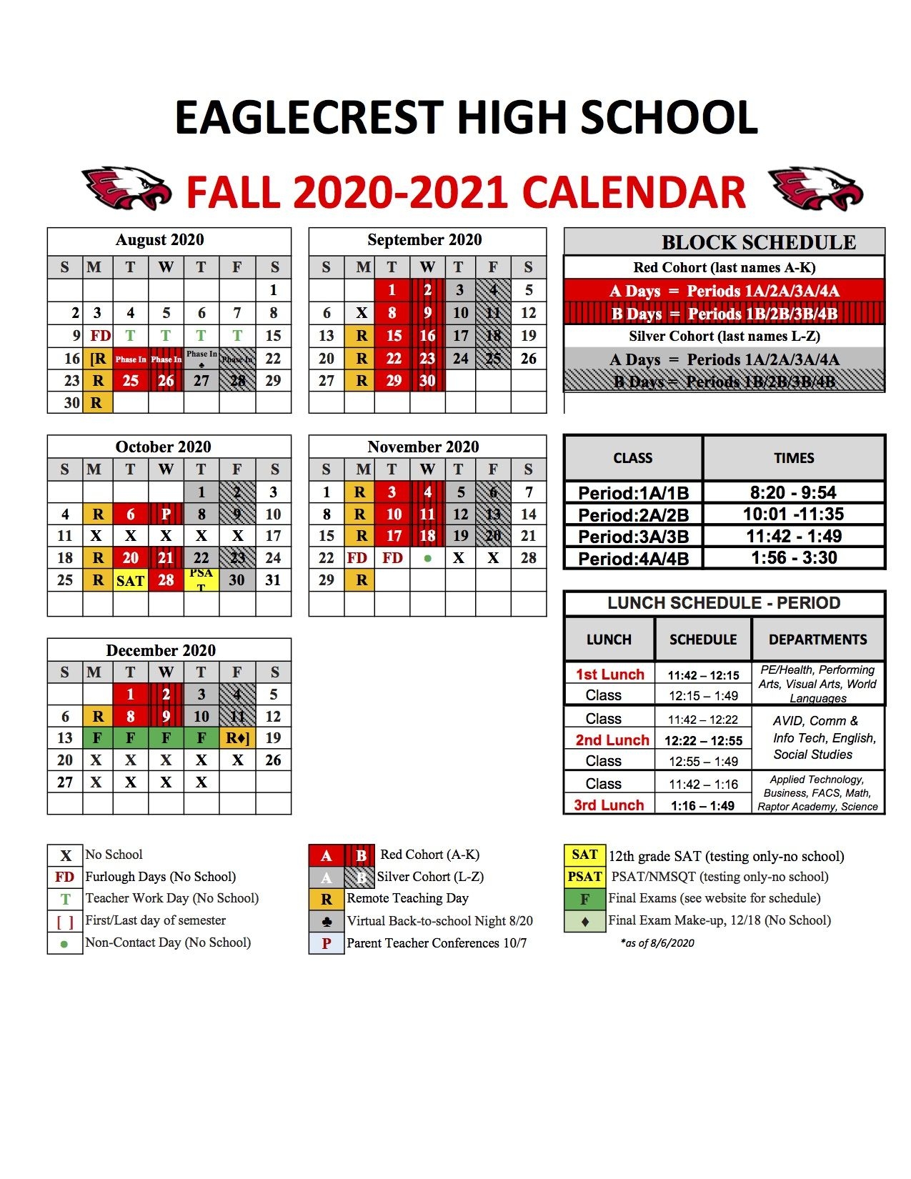 Calendars And Schedules / Fall 2020-2021 Calendar