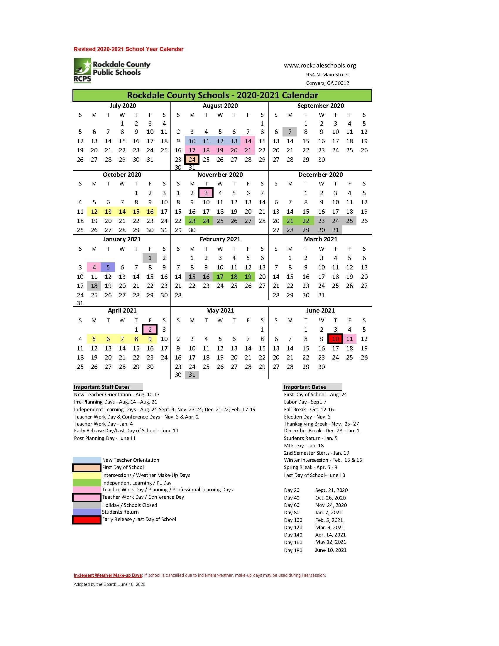 Calendars - Rockdale County Public Schools