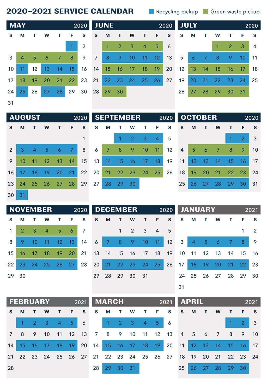 Universal 2021 Recycling Calendar | Get Your Calendar Printable