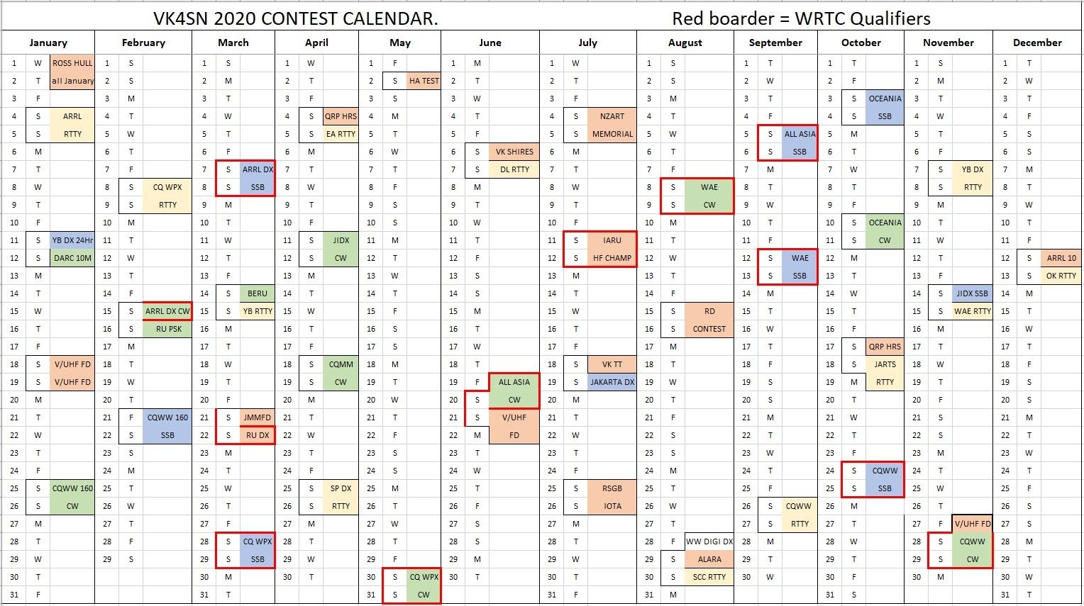 Contest Calendar - Vk4Sn Amateur Radio Station