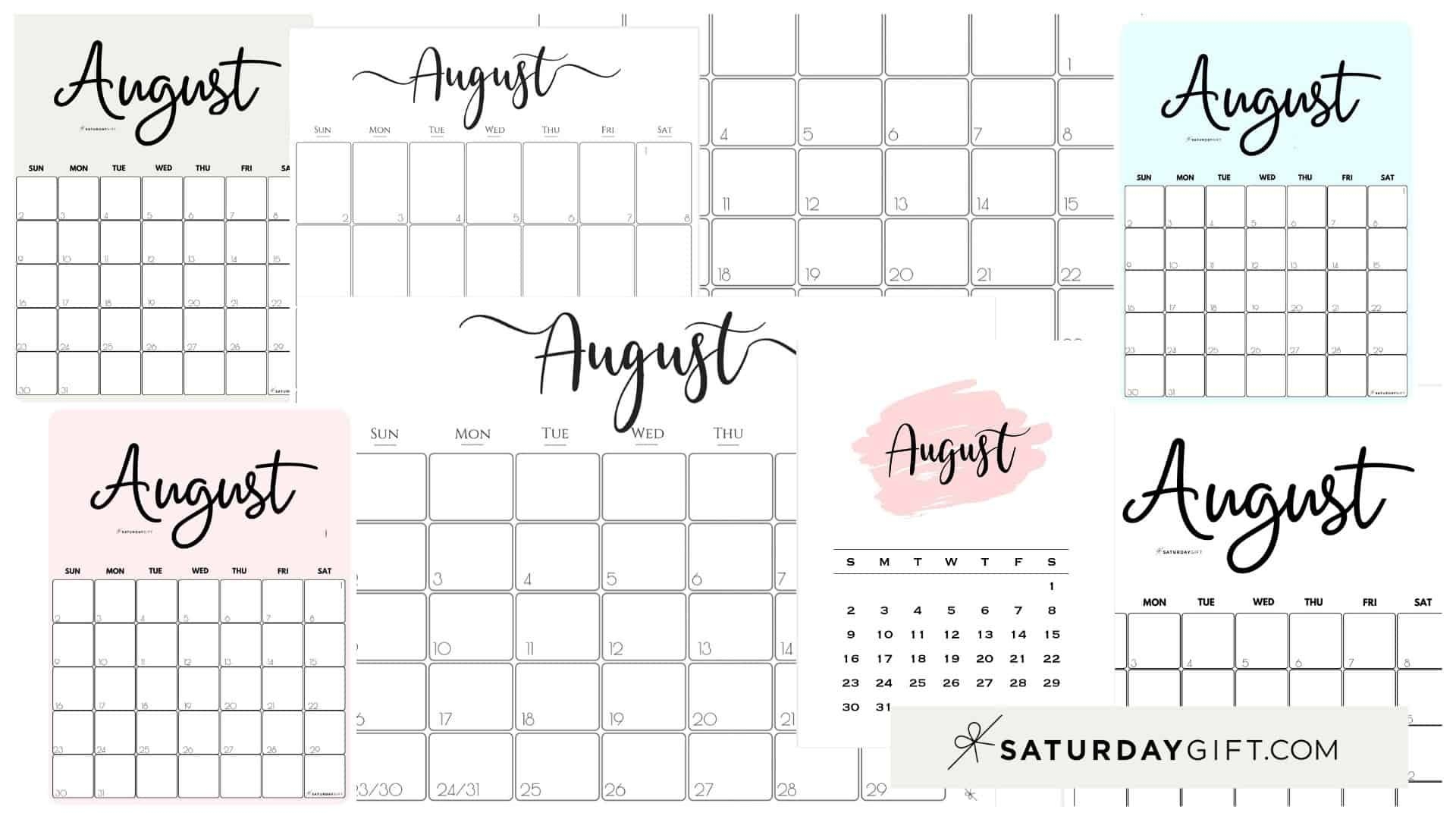 Cute (&amp; Free!) Printable August 2021 Calendar | Saturdaygift