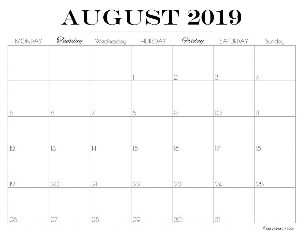 Cute (&amp; Free!) Printable August 2021 Calendar | Saturdaygift