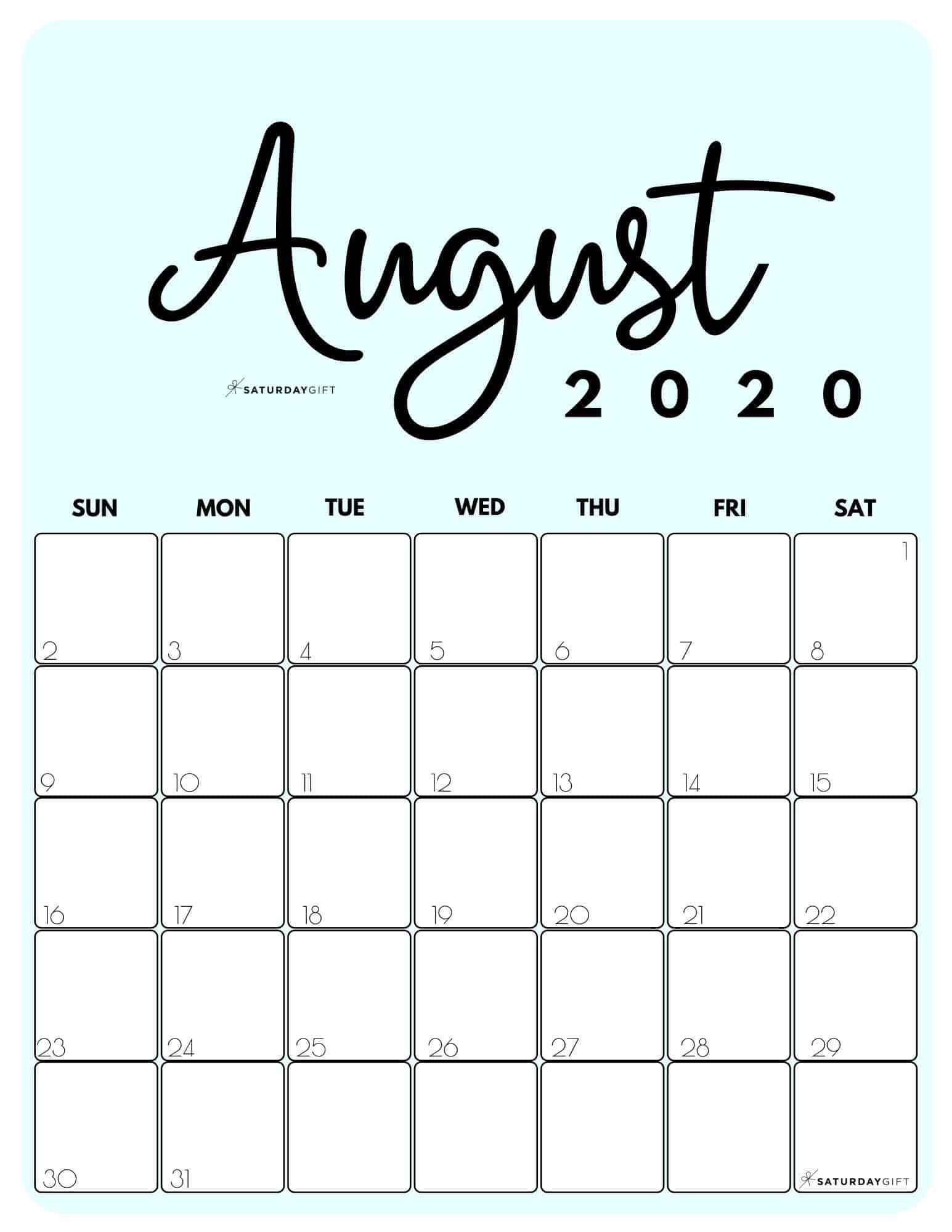 Cute (&amp; Free!) Printable August 2021 Calendar | Saturdaygift