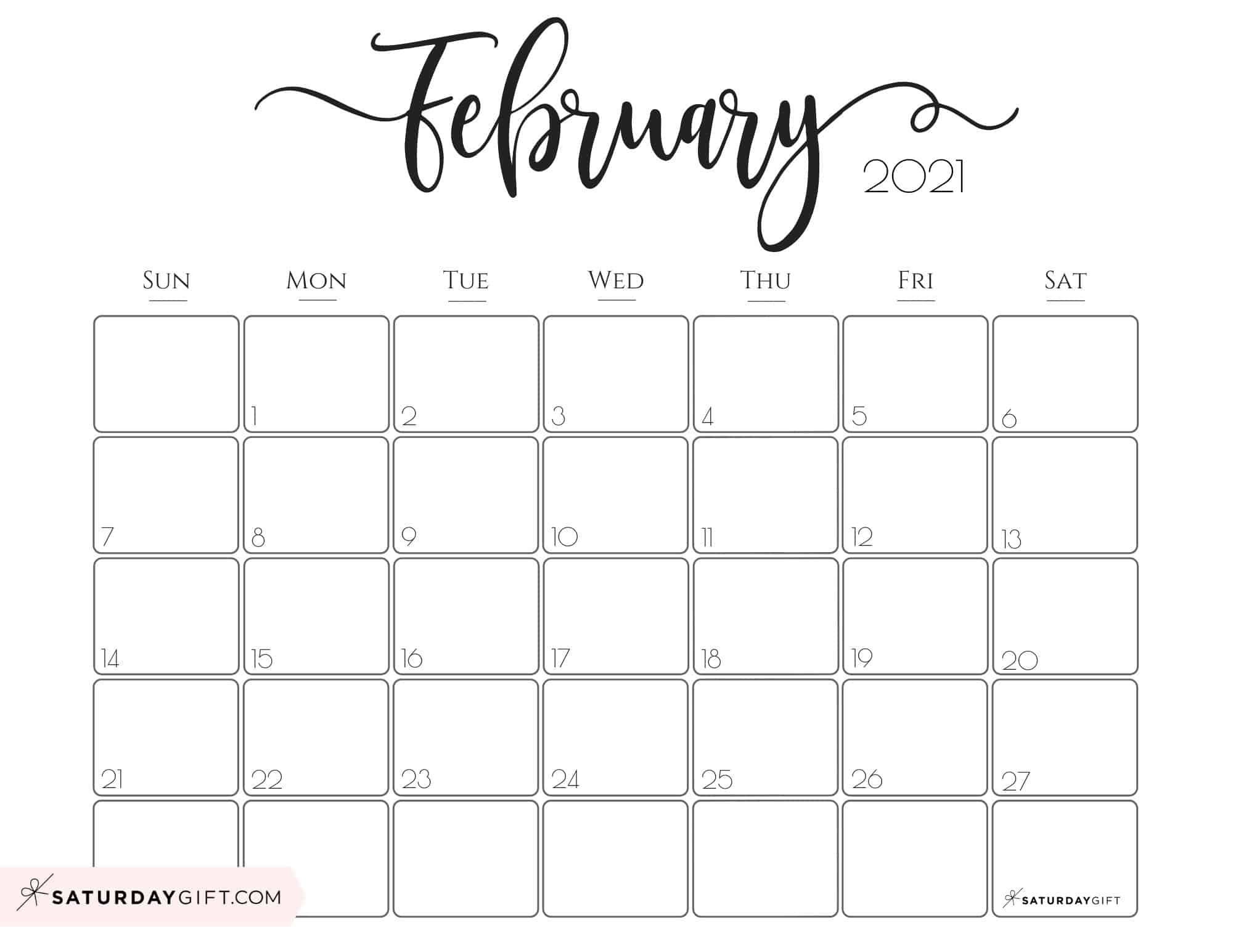 Cute (&amp; Free!) Printable February 2021 Calendar