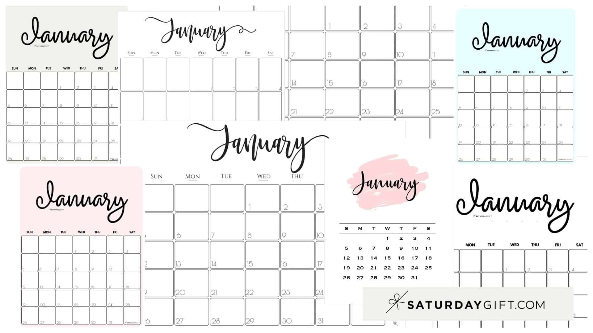 Cute (&amp; Free!) Printable January 2021 Calendar | Saturdaygift