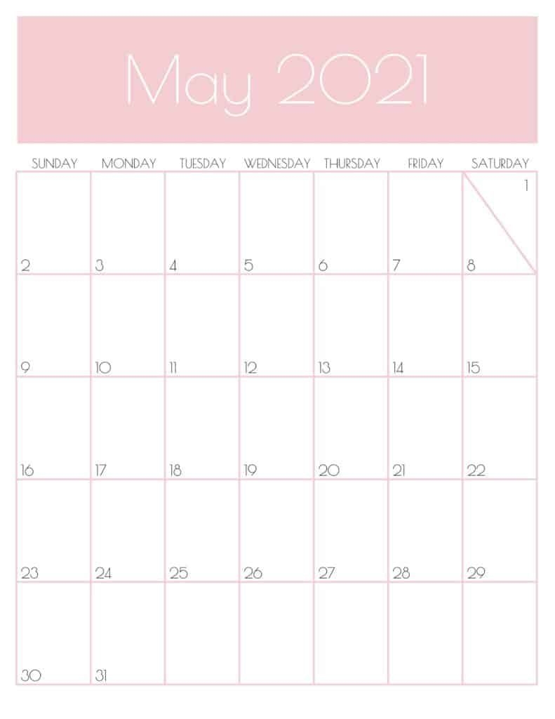 Cute (&amp; Free!) Printable May 2021 Calendar | Saturdaygift