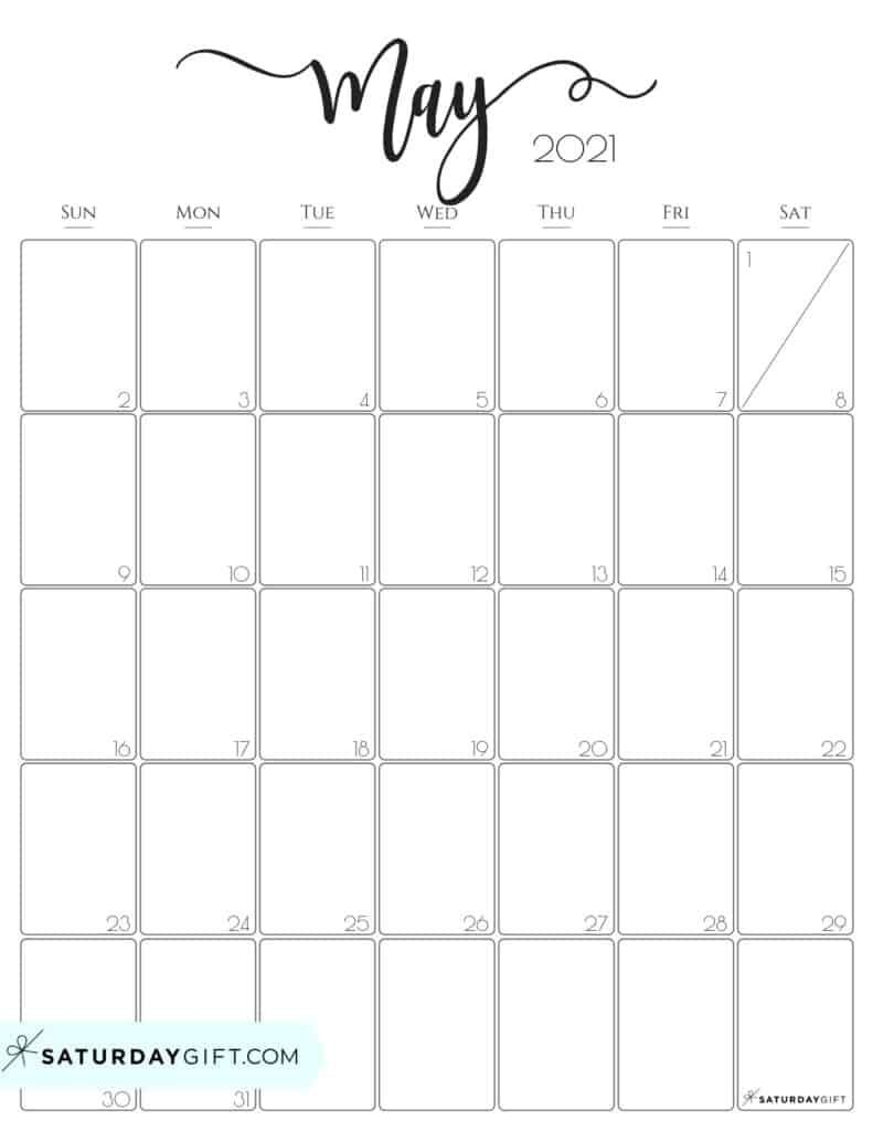 Cute (&amp; Free!) Printable May 2021 Calendar | Saturdaygift