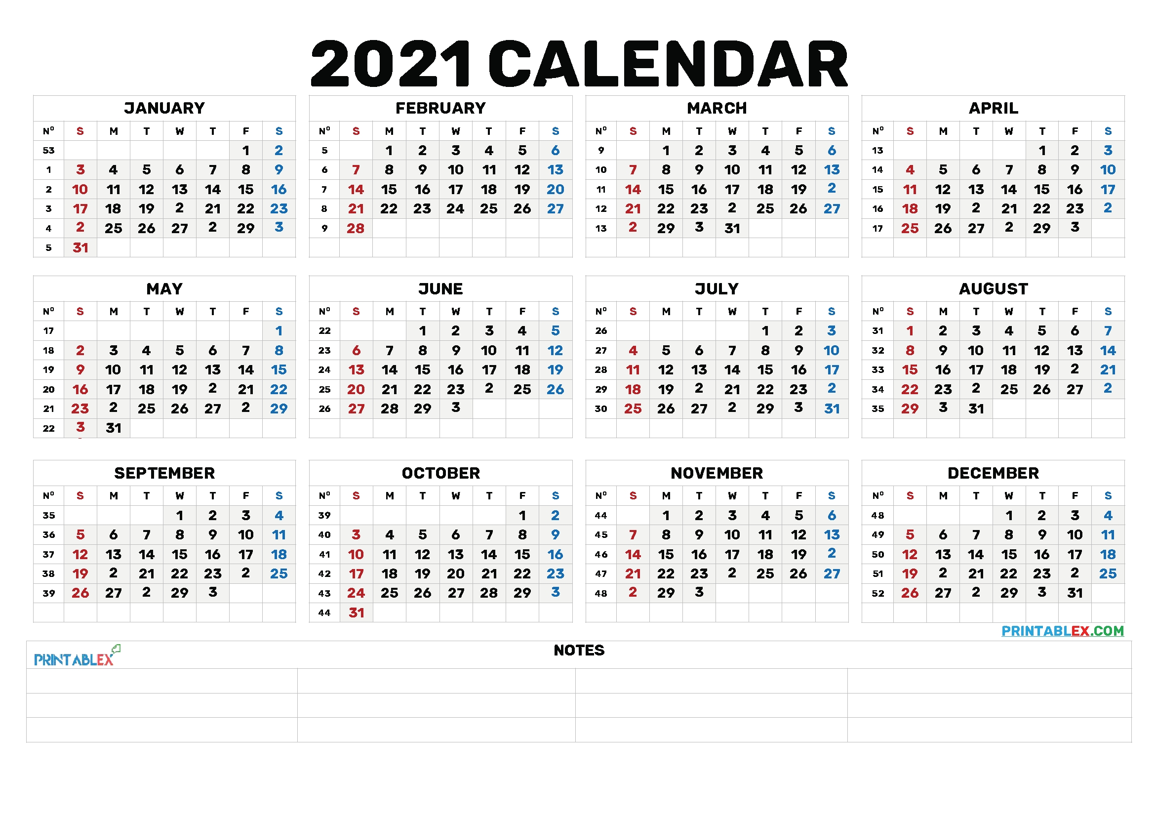 Cute Printable Calendar 2021 – 6 Templates – Free Printable