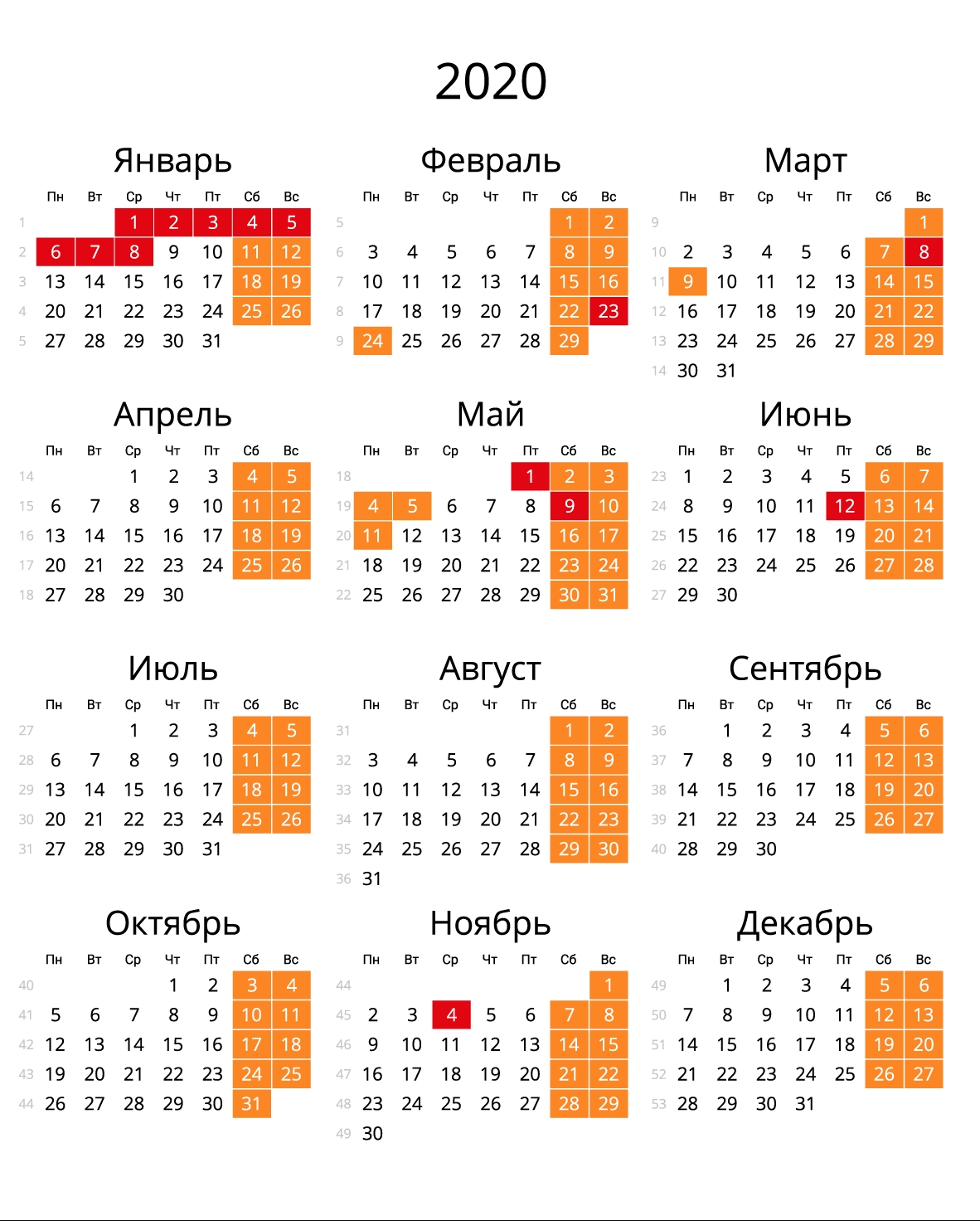 Скачать Календарь На 2020 Год В Форматах: Word, Pdf, Jpg